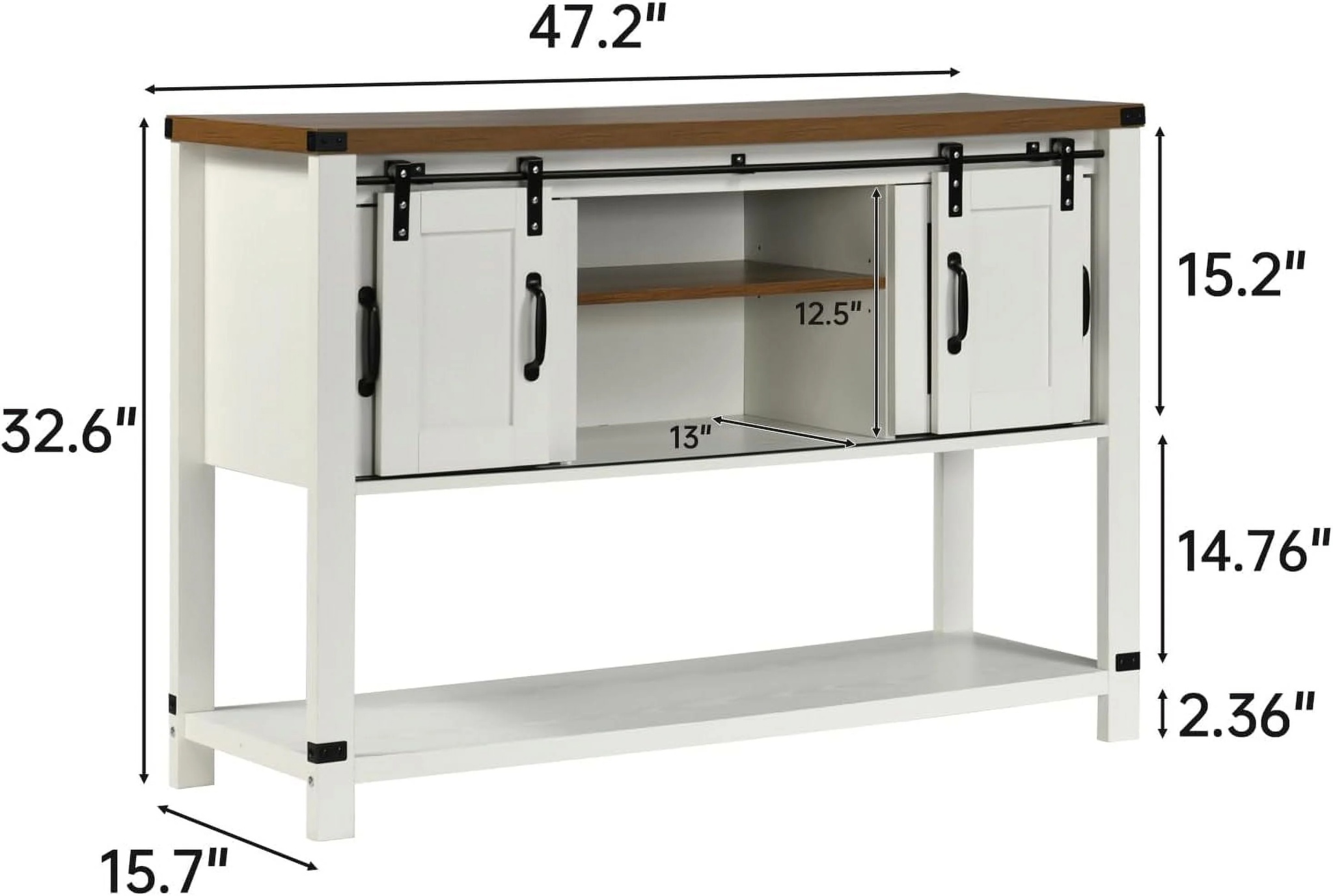 Catrimown 47" Sideboard Buffet Cabinet with Storage, Farmhouse Coffee Bar Cabinet for Living Room Entryway, White - Image 5