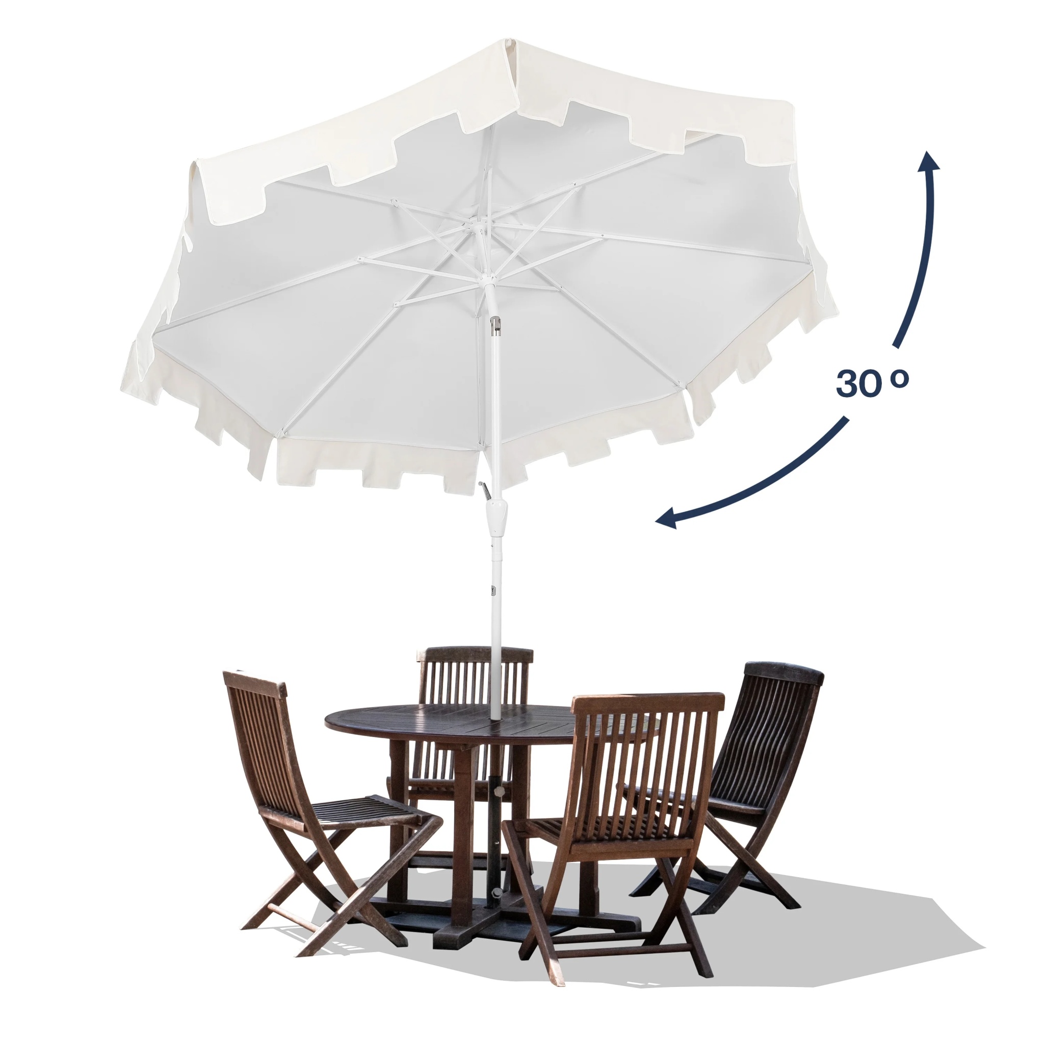 JONATHAN Y Baiona 9 ft. Market Patio Umbrella, Classic Mid-Century with UV Protection, Auto-Tilt, Crank and Wind Vent, White/Coral Pink - Image 24