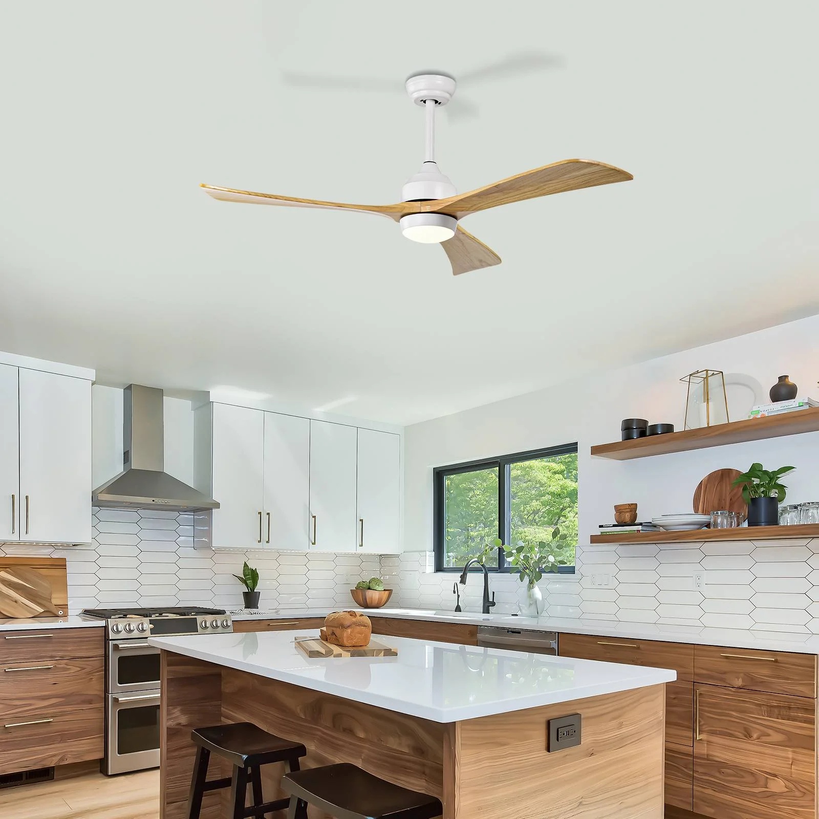 52" Ceiling Fan with Lights Remote Control,Quiet DC Motor 3 Blade Ceiling Fans 6 Speed Levels,Reversible Ceiling Fan, for Patio Living Room, Bedroom, Office,Indoor.(Matte Black +Black Walnut ) - Image 4