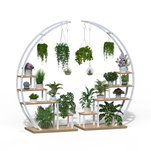5 Tier Metal Plant Stand Indoor Curved Circular Display Book Shelf Storage