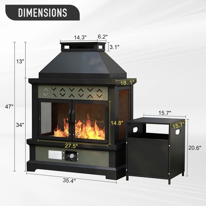 GAZEBETER Outdoor Gas Fireplace, 35" 50000 BTU Patio Gas Fire Pit Propane with Rain Cover, CSA Certified, Adjustable Flame for Deck, Backyard, Balcony - Image 10