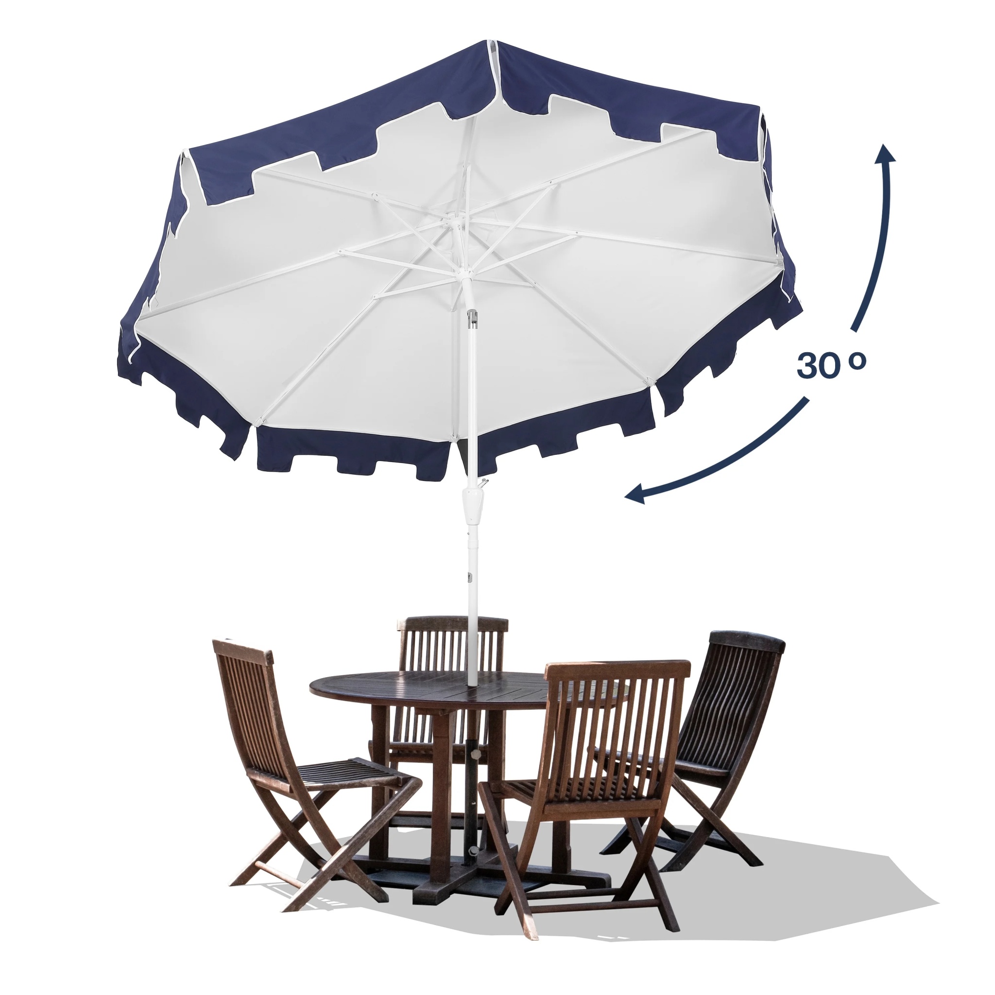 JONATHAN Y Baiona 9 ft. Market Patio Umbrella, Classic Mid-Century with UV Protection, Auto-Tilt, Crank and Wind Vent, White/Coral Pink - Image 32