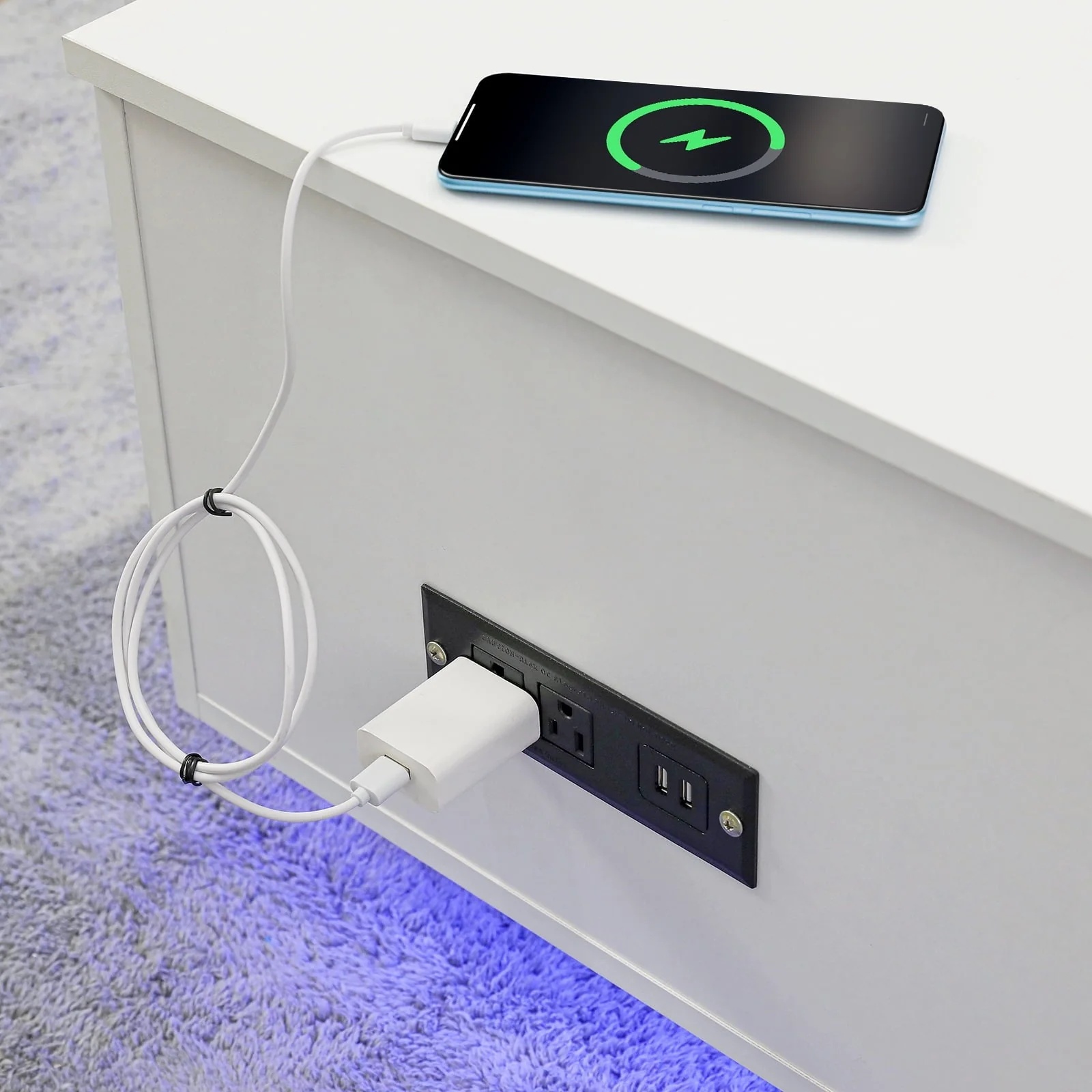 LED Coffee Table Lift Top End Table with with Charging Station and Storage Space Modern Rectangle Cocktail Tables Sofa Side Dining Table - Image 7