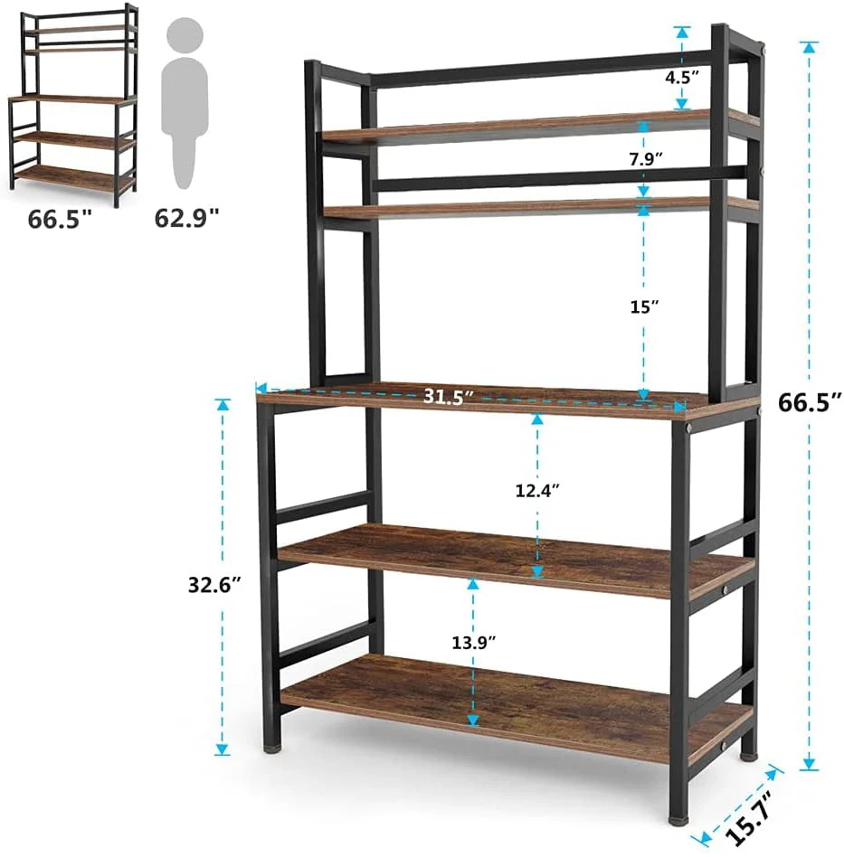 Tribesigns 5-Tier Kitchen Baker's Rack, Microwave Stand Utility Storage Shelf with Hutch - Image 4