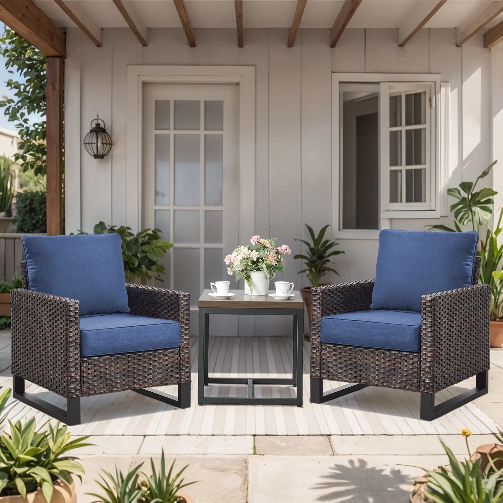 Terraloom 6 Inch Outdoor Cushions 24x24" - Water Resistant 2 Set Deep Seating Patio Chair Back&Seat Cushion for Wicker Rocking Swivel Chairs Loveseat Couch Sectional Sofa in Beige - Image 59