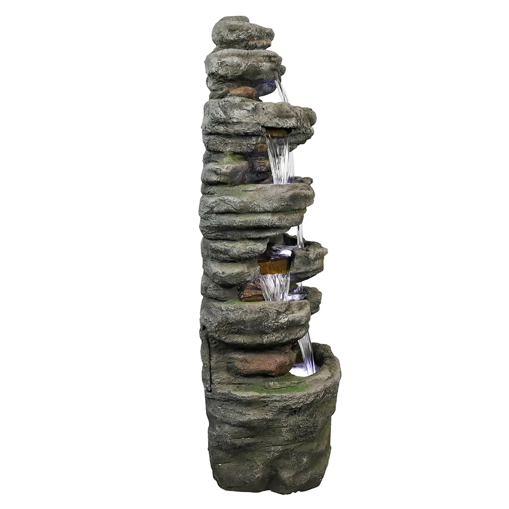 Willwolfer Rockery Outdoor Floor Water Fountain with Light LED 47.2" High Cascading Waterall for Yard Garden Patio Deck Home - Image 7