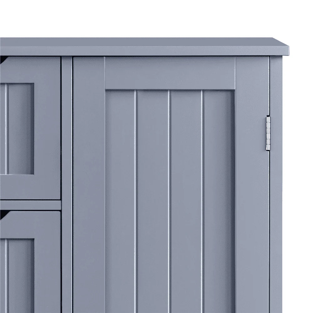Easyfashion Wooden Bathroom Cabinet Bathroom Storage Unit with 4 Drawers, Gray - Image 8
