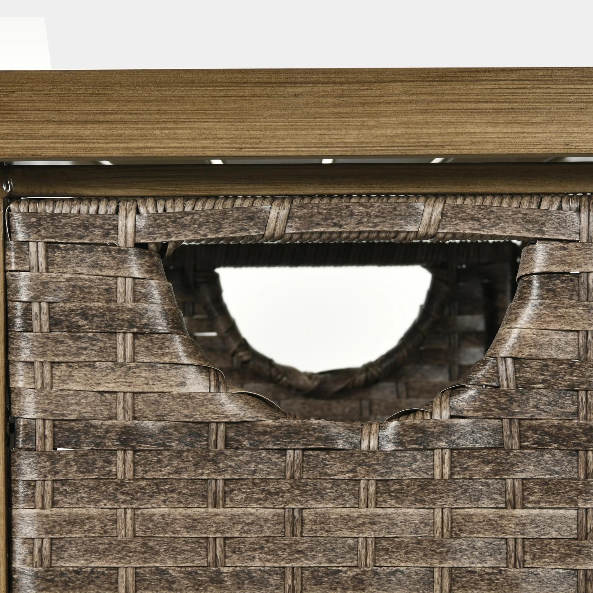 DWVO Outdoor Garden Patio Wicker Storage Cabinet with with 2 Doors and Shelves, Wicker Bar Table, Rattan Counter Table,Deck Box - Brown - Image 8