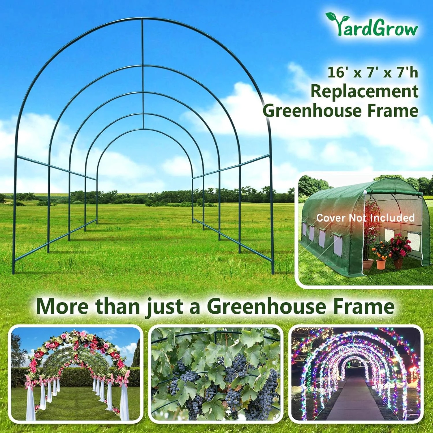 YardGrow Large Garden Support Arch Frame Climbing Plant Arch Arbor for Various Climbing Plant Roses Vines Birthday Wedding Party Decoration Pergola Frame (6.5 x 7 x 7.2ft) - Image 25