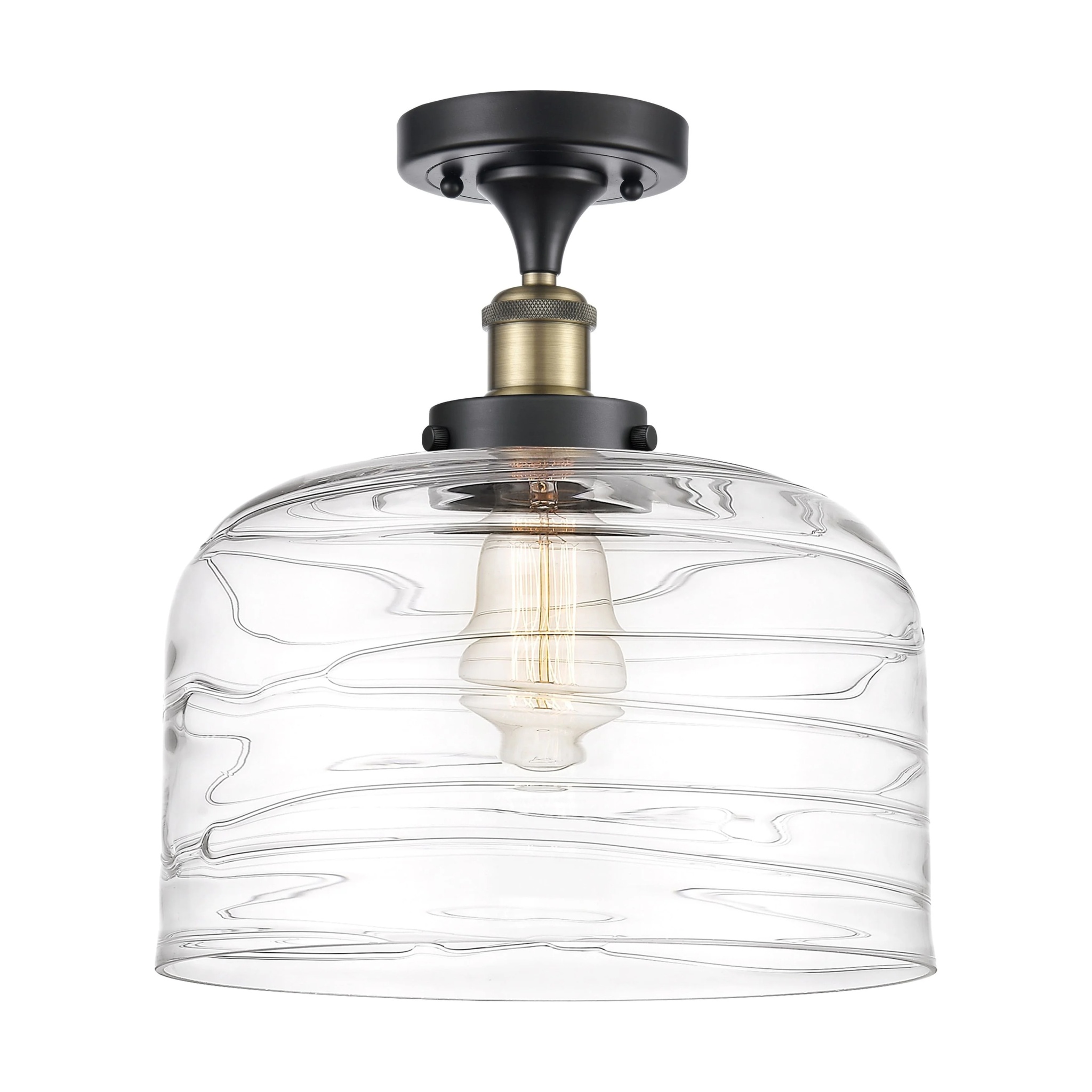 Innovations Lighting Ballston Urban Bell - 1 Light 12" Semi-Flush Mount Brushed Brass/Matte White - Image 6