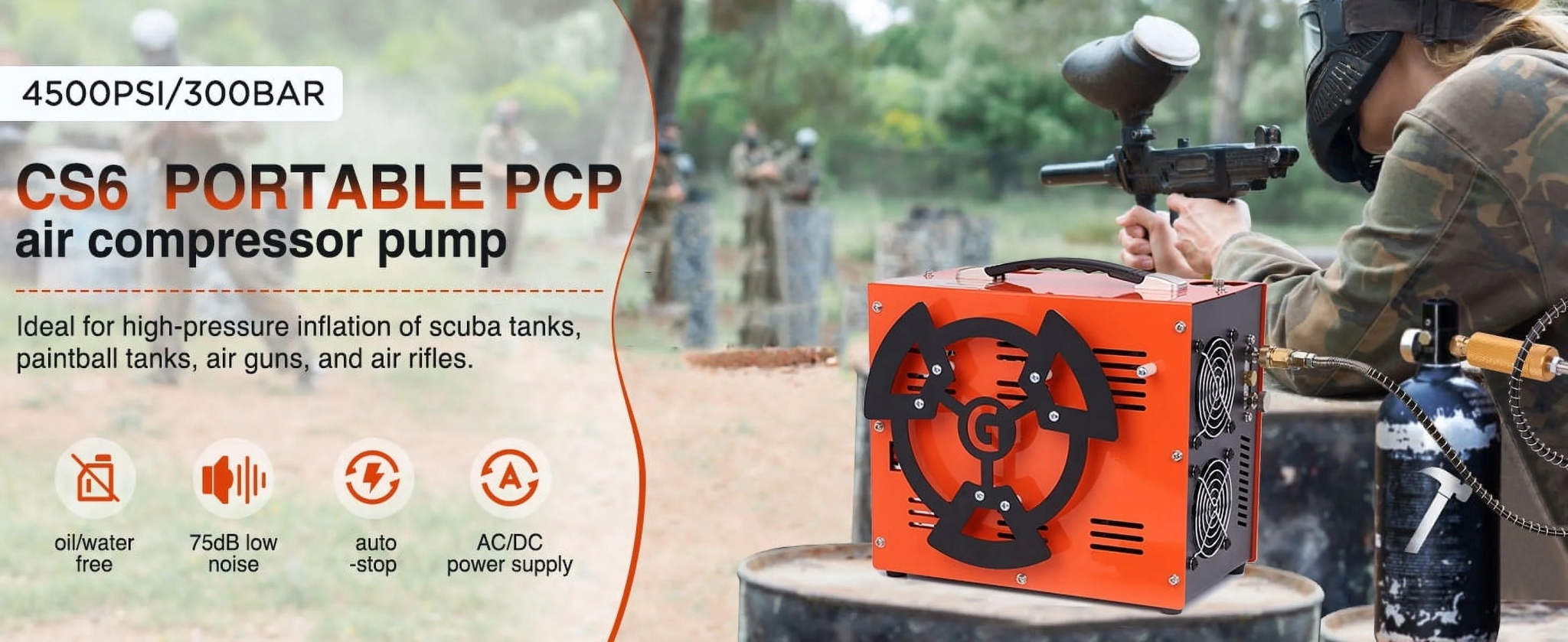Greteefor PCP Air Compressor, Built-in 600W Adapter, 4500Psi/30Mpa, 350W Motor, 12V DC or 110V/220V AC Power, Auto Stop, Water/Oil free &Cooling Fan for Air Rifle, Paintball, HPA Tanks LightWeight - Image 12