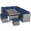 Costway 7 PCS Patio Rattan Dining Set Sectional Sofa Couch Ottoman Garden Red - Image 6
