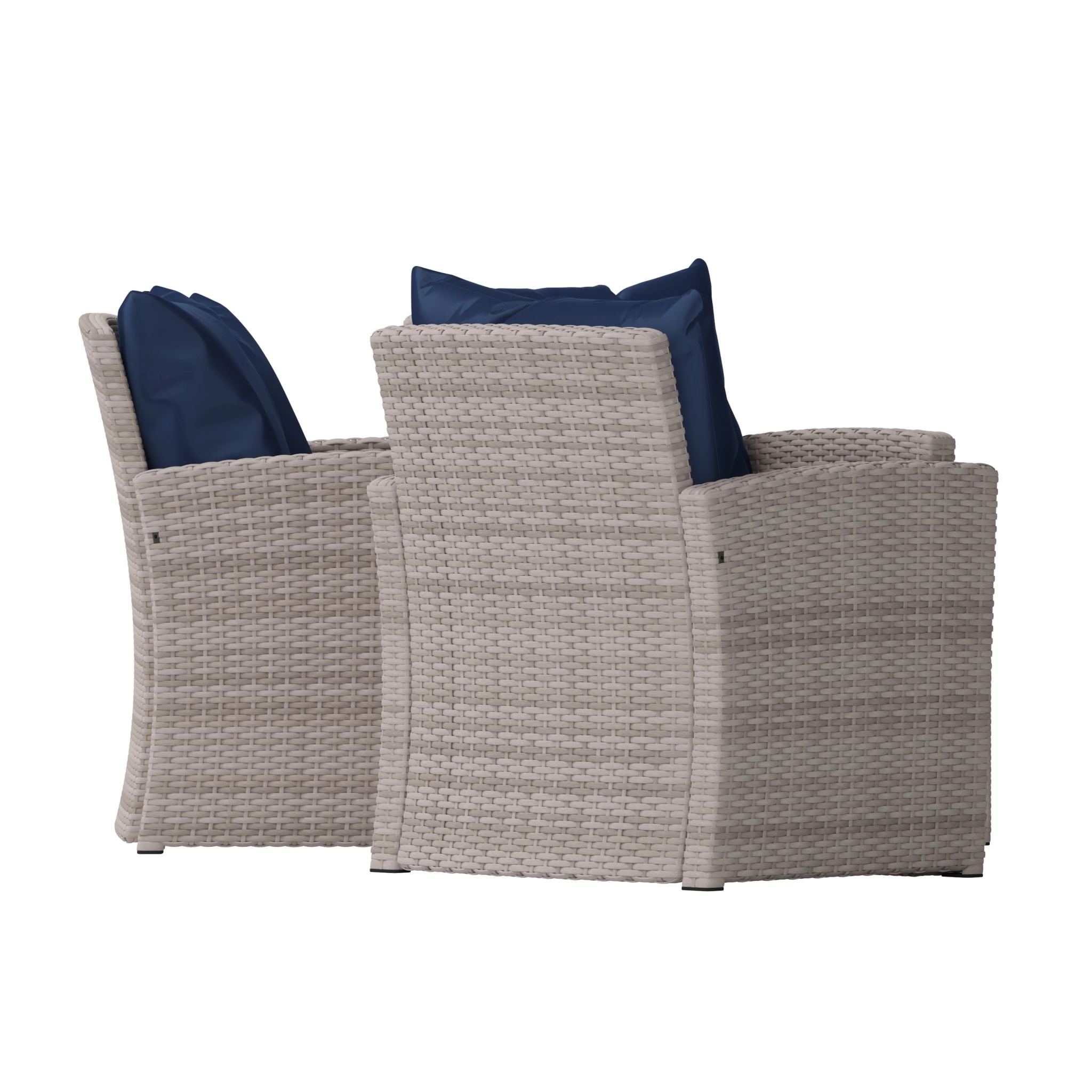 Flash Furniture Aransas Series 4 Piece Light Gray Patio Set with Navy Back Pillows and Seat Cushions - Image 11