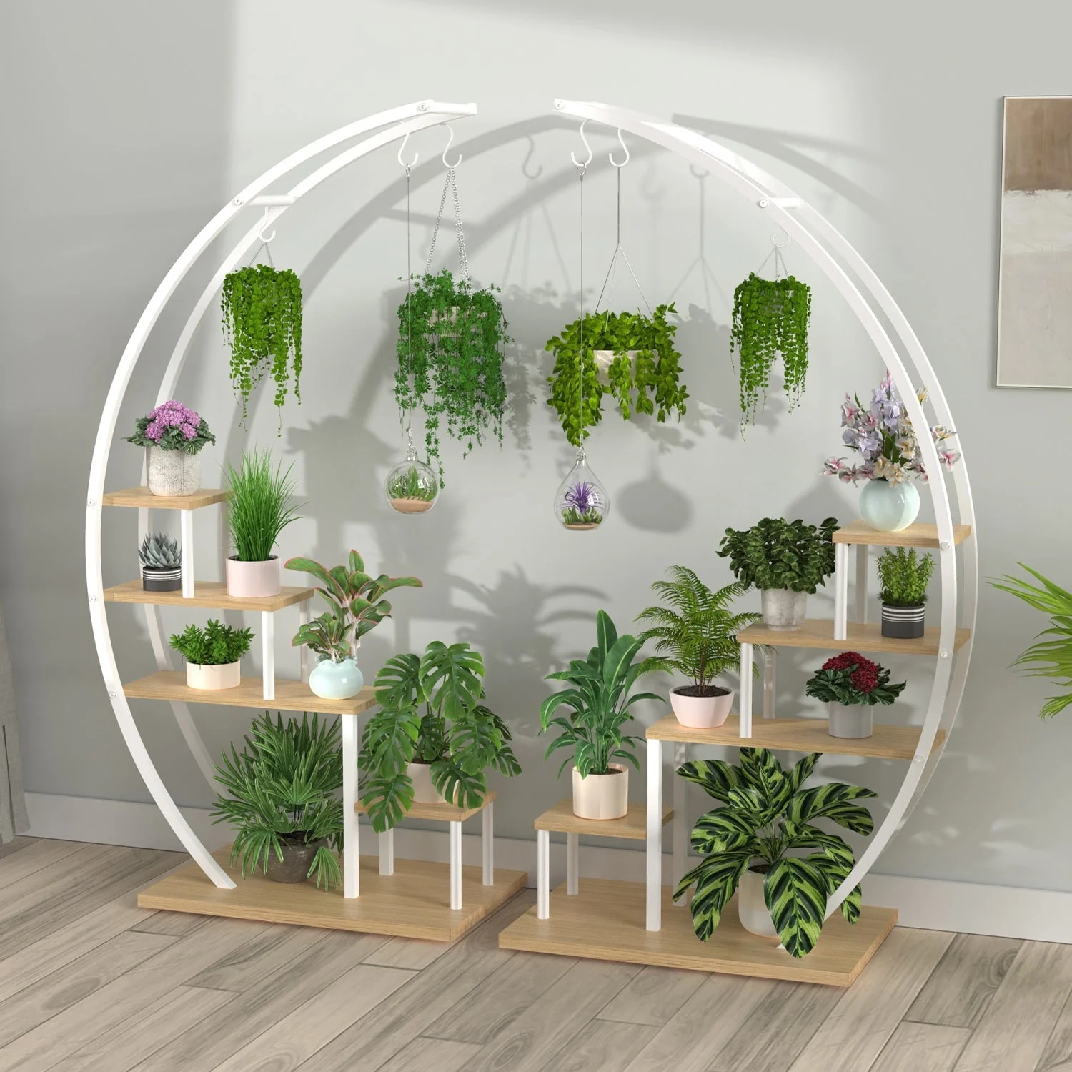 5 Tier Metal Plant Stand Indoor Curved Circular Display Book Shelf Storage - Image 5