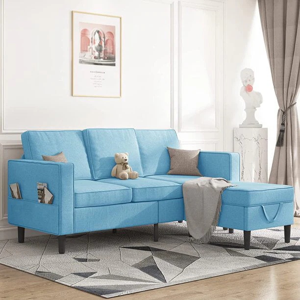 Mjkone Convertible Sectional Sofa Couch, L-Shaped Couch with Storage Ottoman, Couches for Living Room, Living Room Furniture Suitable for Small Space-Apartment/Upstairs Loft/Living Room (Dark Gray) - Image 4