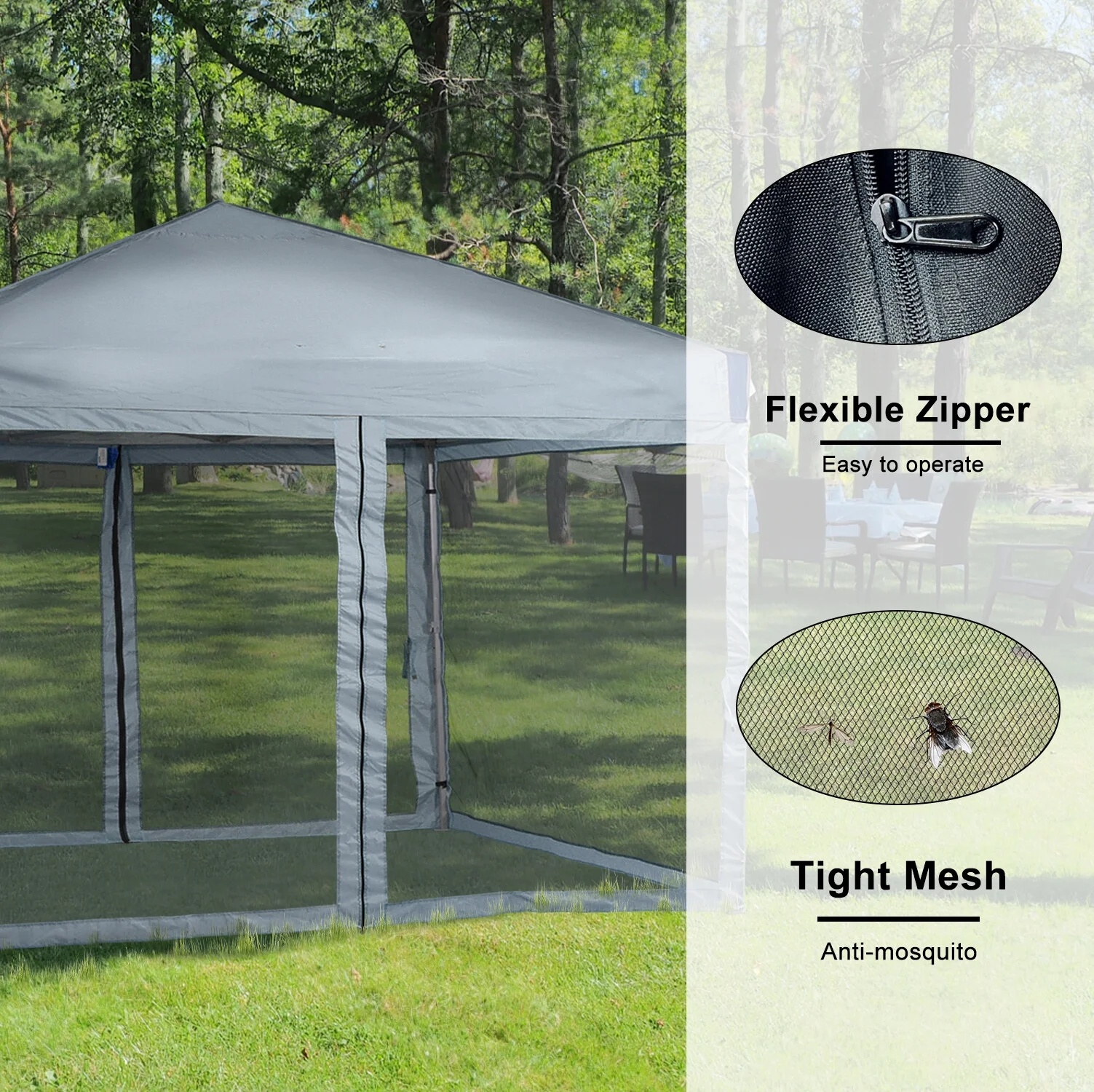 YUONAO 10x10 ft Pop Up Canopy Tent with Mesh Sidewalls, Portable Outdoor Shade Tent, Waterproof UV-Resistant Folding Gazebo for Backyard, Patio, Camping, Party(Beige) - Image 27