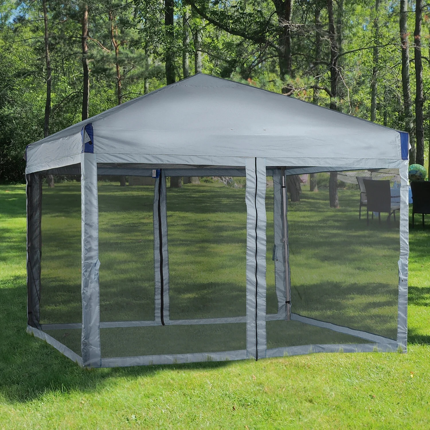YUONAO 10x10 ft Pop Up Canopy Tent with Mesh Sidewalls, Portable Outdoor Shade Tent, Waterproof UV-Resistant Folding Gazebo for Backyard, Patio, Camping, Party(Beige) - Image 24