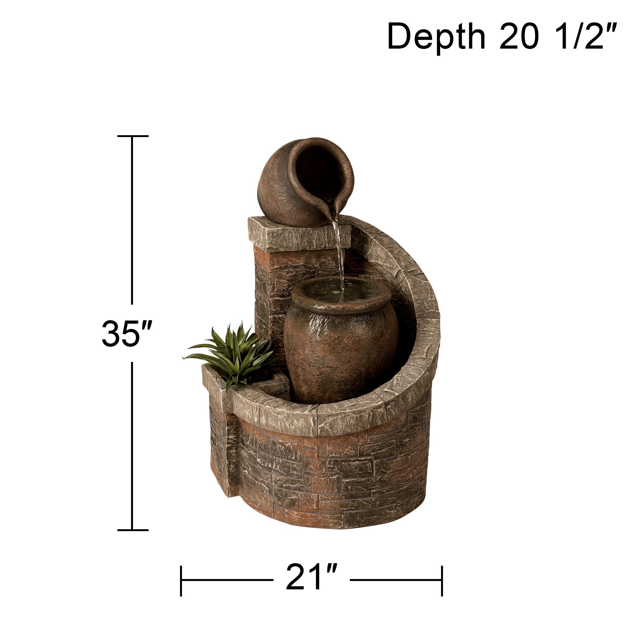 Two Jug 35" High Large Rustic Indoor Outdoor Decor Faux Stone Floor Fountain with Light LED Outside Garden Patio - Image 7