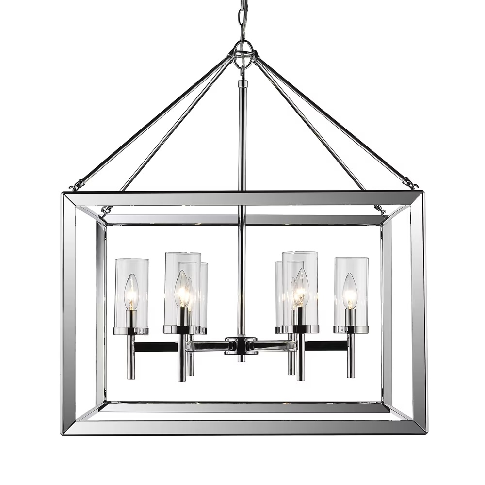 Golden Lighting Smyth 6-Light Chandelier in Chrome with Clear Glass