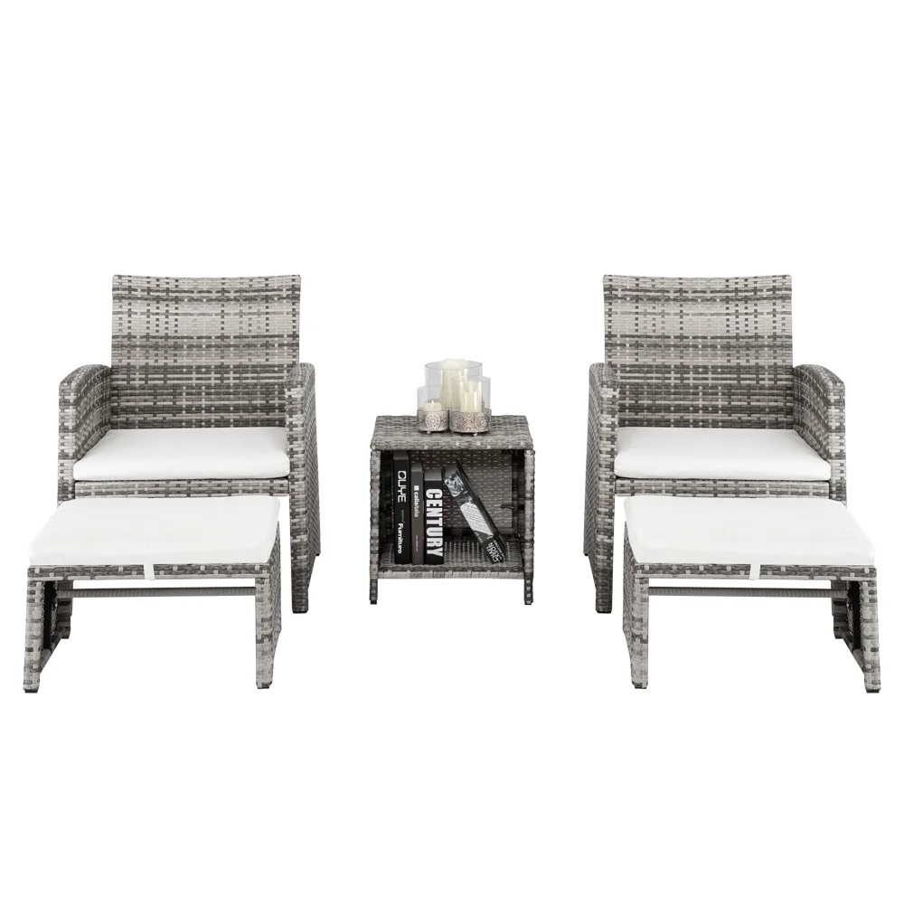 Patio Set Outdoor Furniture, 5 PCS Patio Bistro Set with Glass Coffee Table, Patio Sectional Sofa Conversation Set, Outside Furniture Set for Garden, Backyard, Porch, Balcony, Poolside, JA2936 - Image 8
