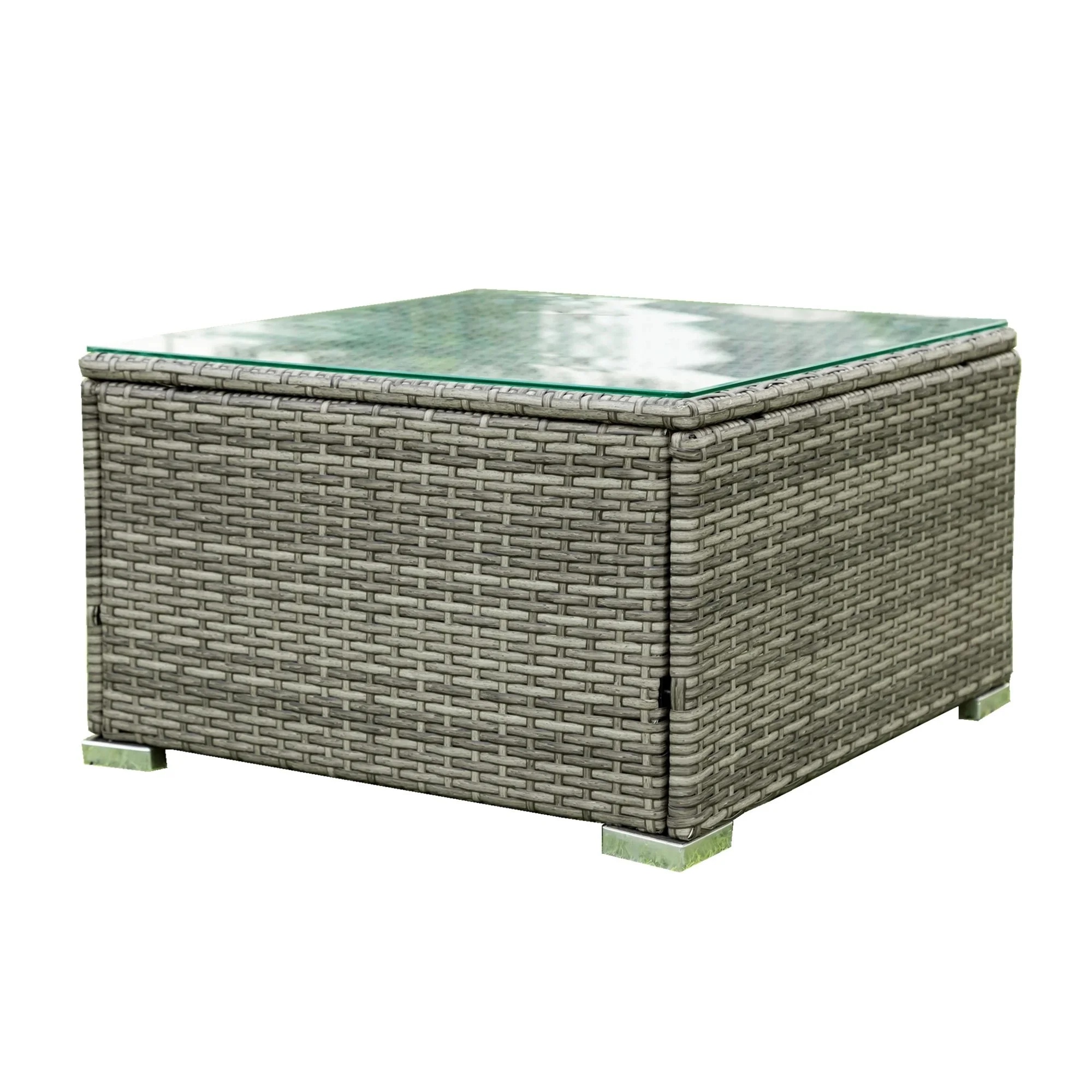 UHOMEPRO 4-Piece Rattan Patio Furniture Sets, All-Weather PE Wicker Patio Conversation Set with Storage Box, Glass Coffee Table, Outdoor Sectional Sofa Set for Backyard Patio Garden Poolside, Gray - Image 13