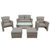 4 Piece Outdoor Patio Furniture Sets All Weather Outdoor Sofa PE Garden Furniture Wicker Rattan Patio Conversation Set with Glass Table & Beige Cushions - Image 2