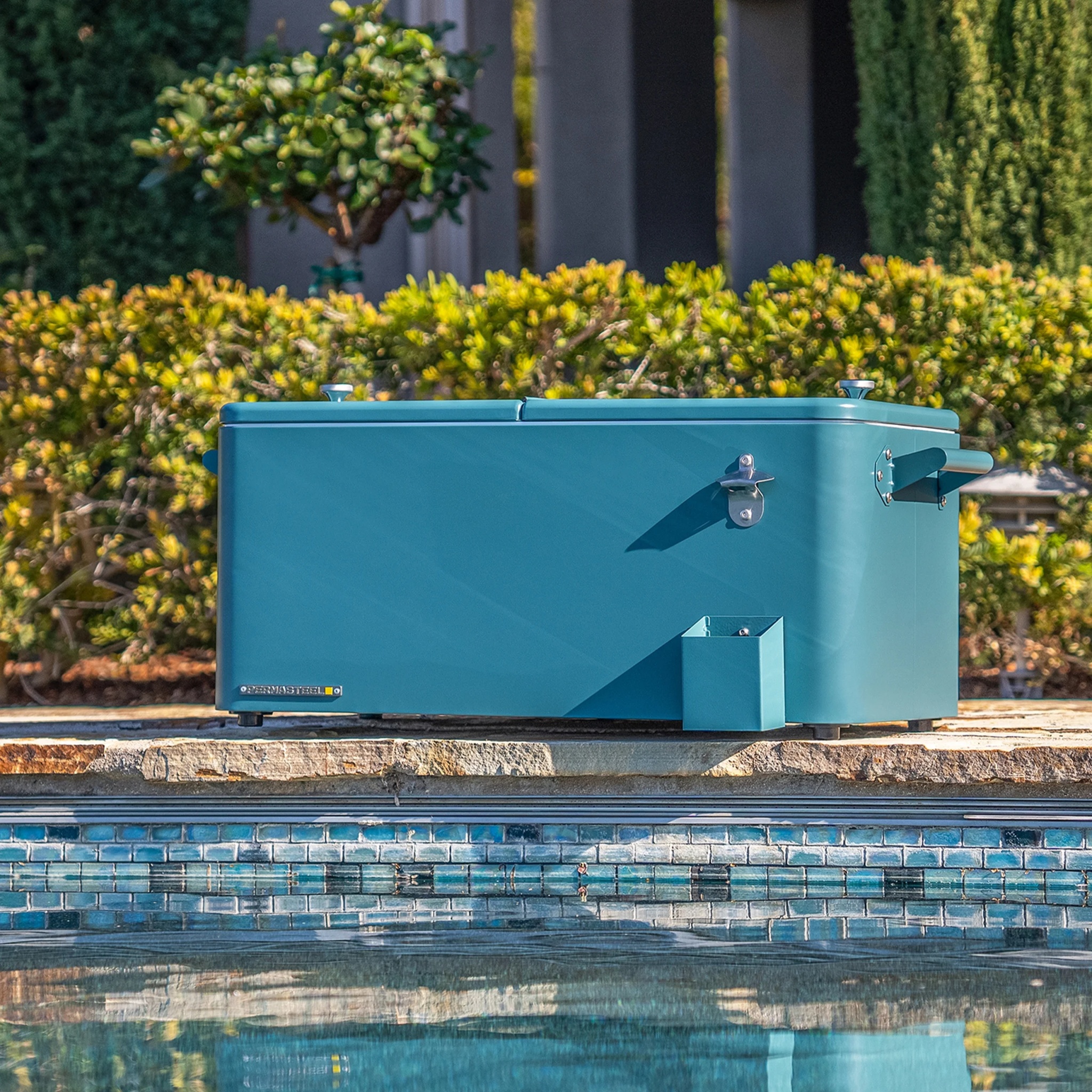 Permasteel 80-Qt Outdoor Steel Patio Cooler with Removable Basin, Rolling Cooler with Wheels, Teal Green - Image 6