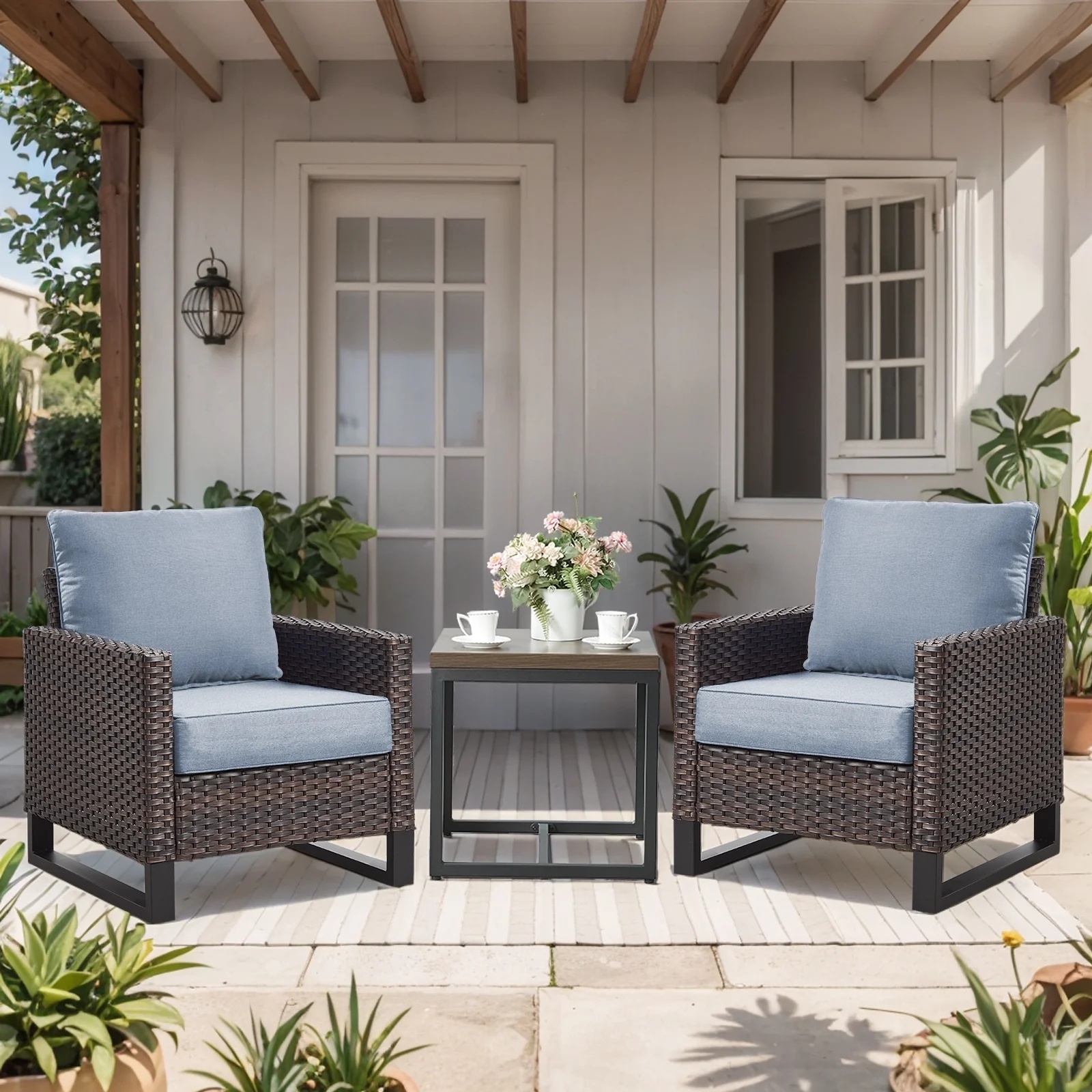 Terraloom 6 Inch Outdoor Cushions 24x24" - Water Resistant 2 Set Deep Seating Patio Chair Back&Seat Cushion for Wicker Rocking Swivel Chairs Loveseat Couch Sectional Sofa in Beige - Image 56