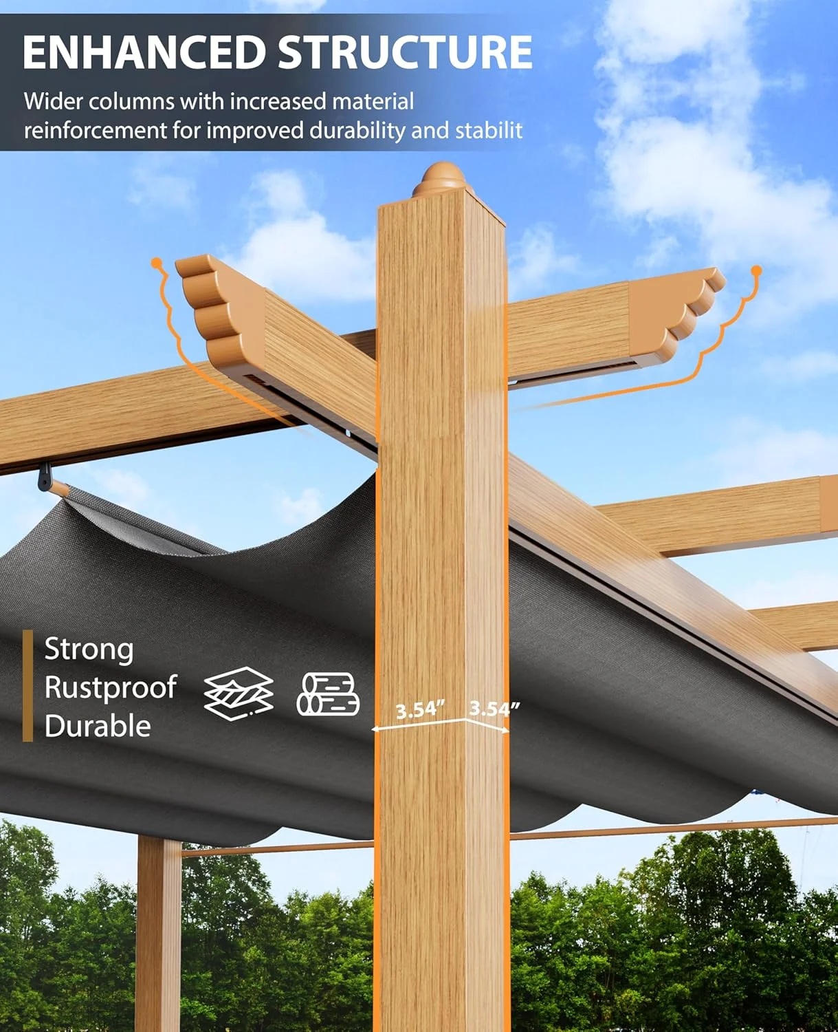Outdoor Pergola with Adjustable Roof,Modern Metal Patio Aluminum Pergola,Reinforced Frame Outdoor Shelter with Sun Shade Canopy,Shade Cover for Garden,Backyard and Deck - Image 41