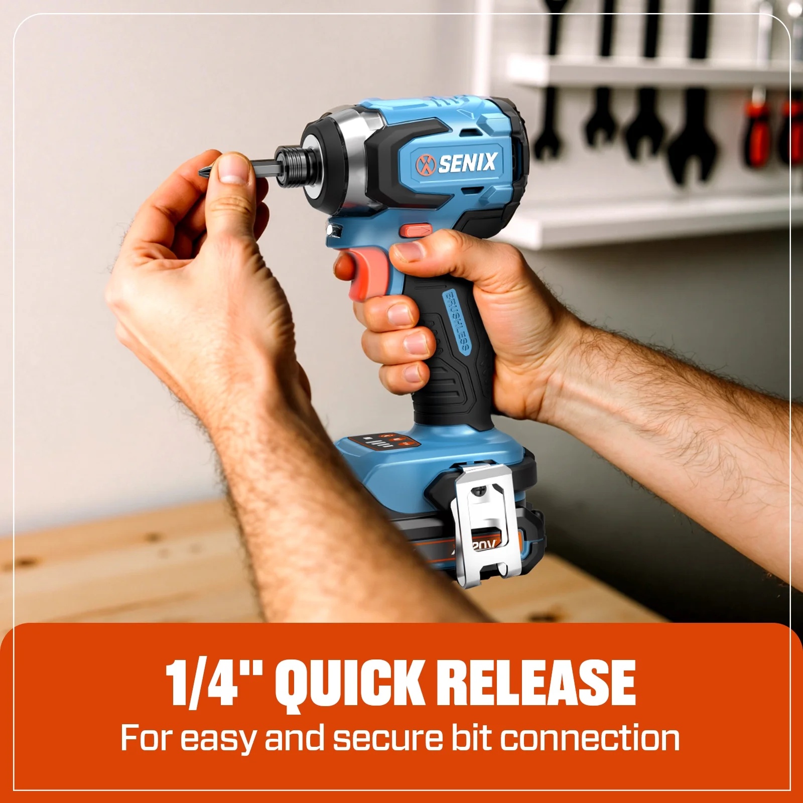 SENIX 20 Volt Max* 1/4-Inch Impact Driver, Brushless Motor, 130 Foot-Pound of Max Torque, 3000 RPM (Battery, Charger and Soft Bag Included) PDIX2-M2 - Image 5
