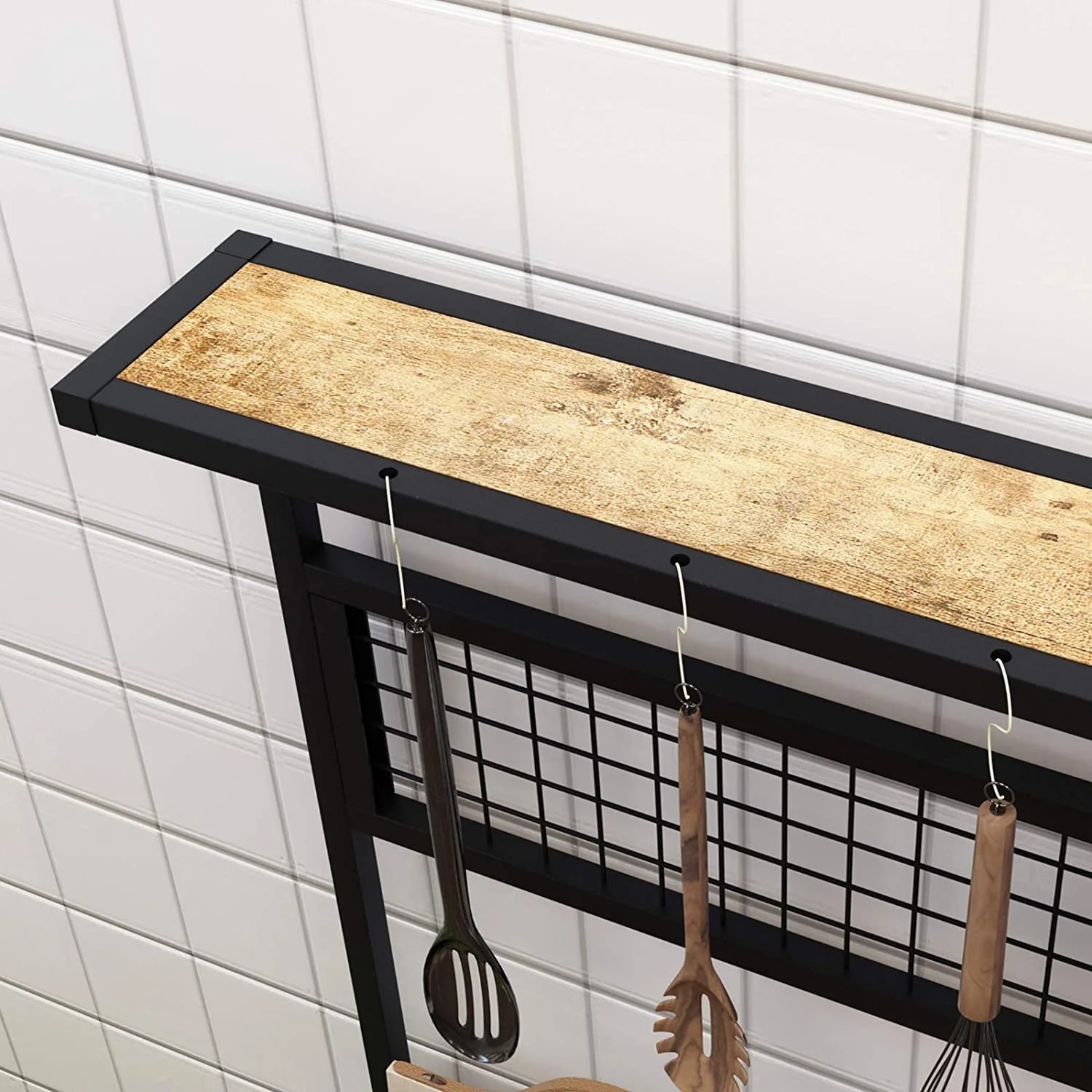 SOGES Kitchen Bakers Racks Kitchen Baker Storage Shelf Rack 3-Tier for Kitchen Standing Racks Brown - Image 3
