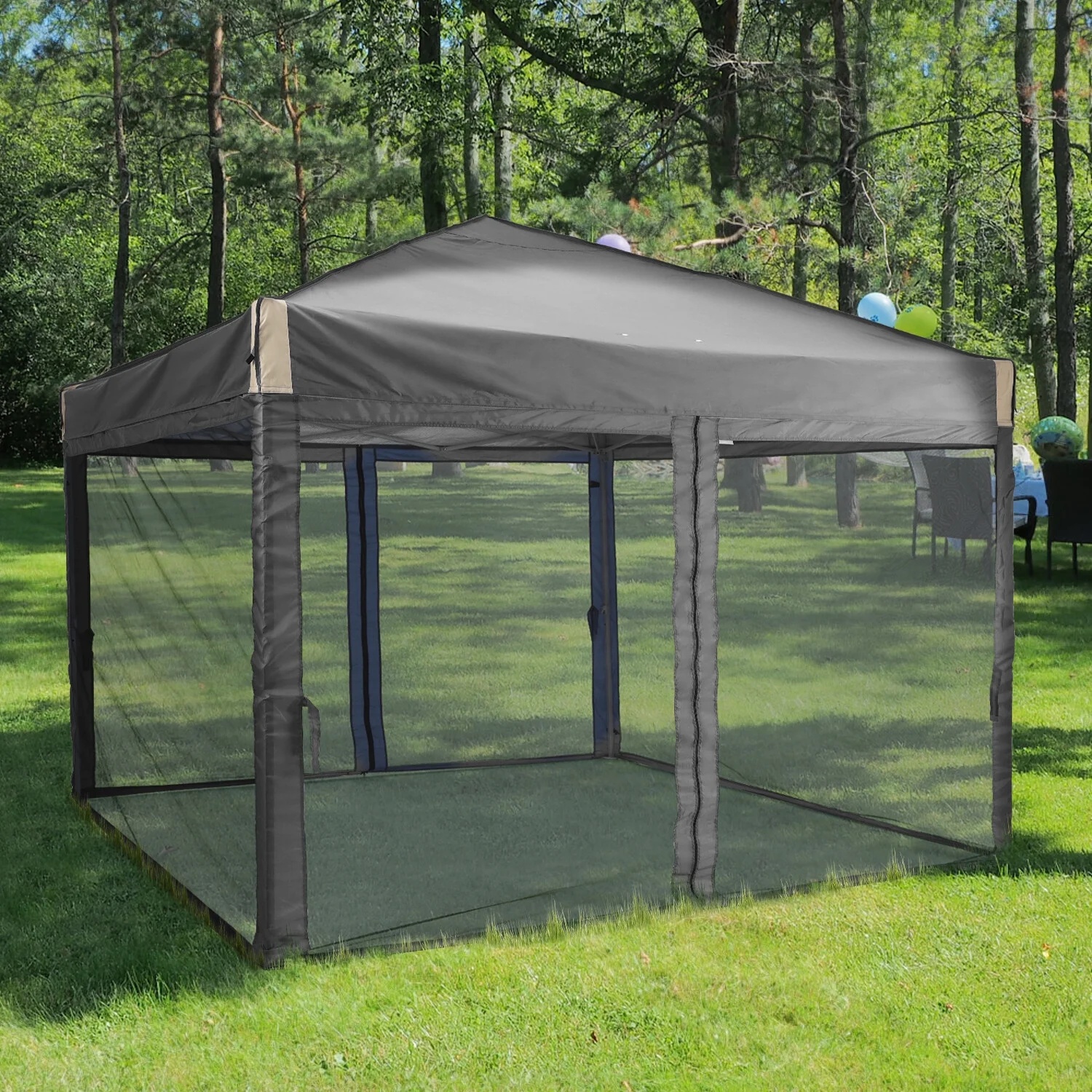 YUONAO 10x10 ft Pop Up Canopy Tent with Mesh Sidewalls, Portable Outdoor Shade Tent, Waterproof UV-Resistant Folding Gazebo for Backyard, Patio, Camping, Party(Beige) - Image 16
