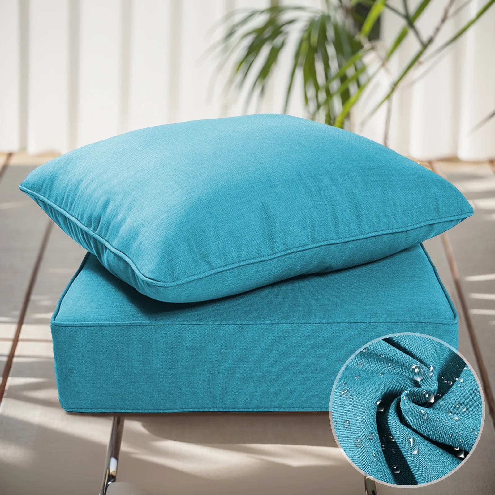 Terraloom 6 Inch Outdoor Cushions 24x24" - Water Resistant 2 Set Deep Seating Patio Chair Back&Seat Cushion for Wicker Rocking Swivel Chairs Loveseat Couch Sectional Sofa in Beige - Image 27