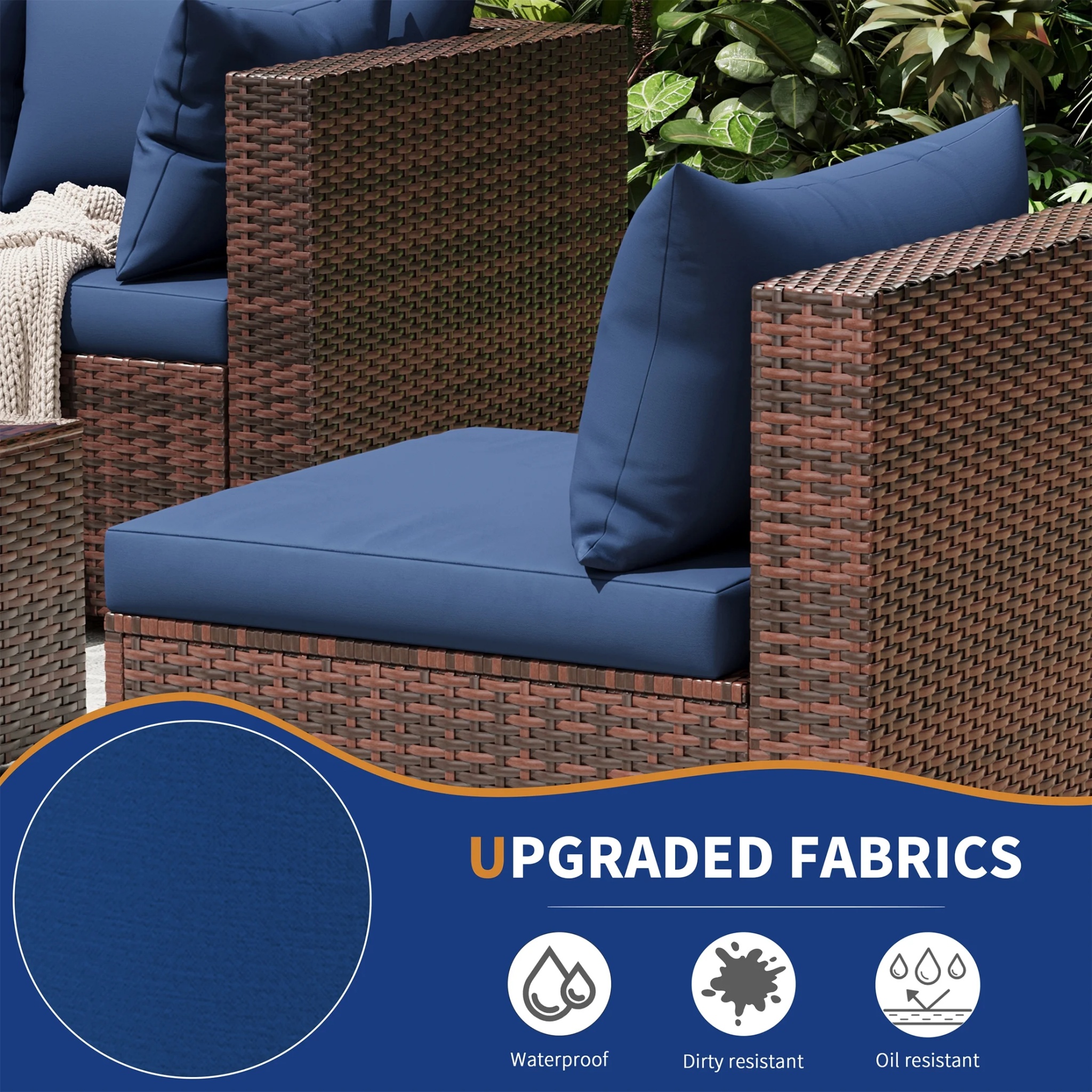 UDPATIO Patio Furniture Sets, Modular Rattan Outdoor Patio Sectional Furniture Sofa Set, Wicker Patio Conversation Set for Backyard,9PCS - Image 2