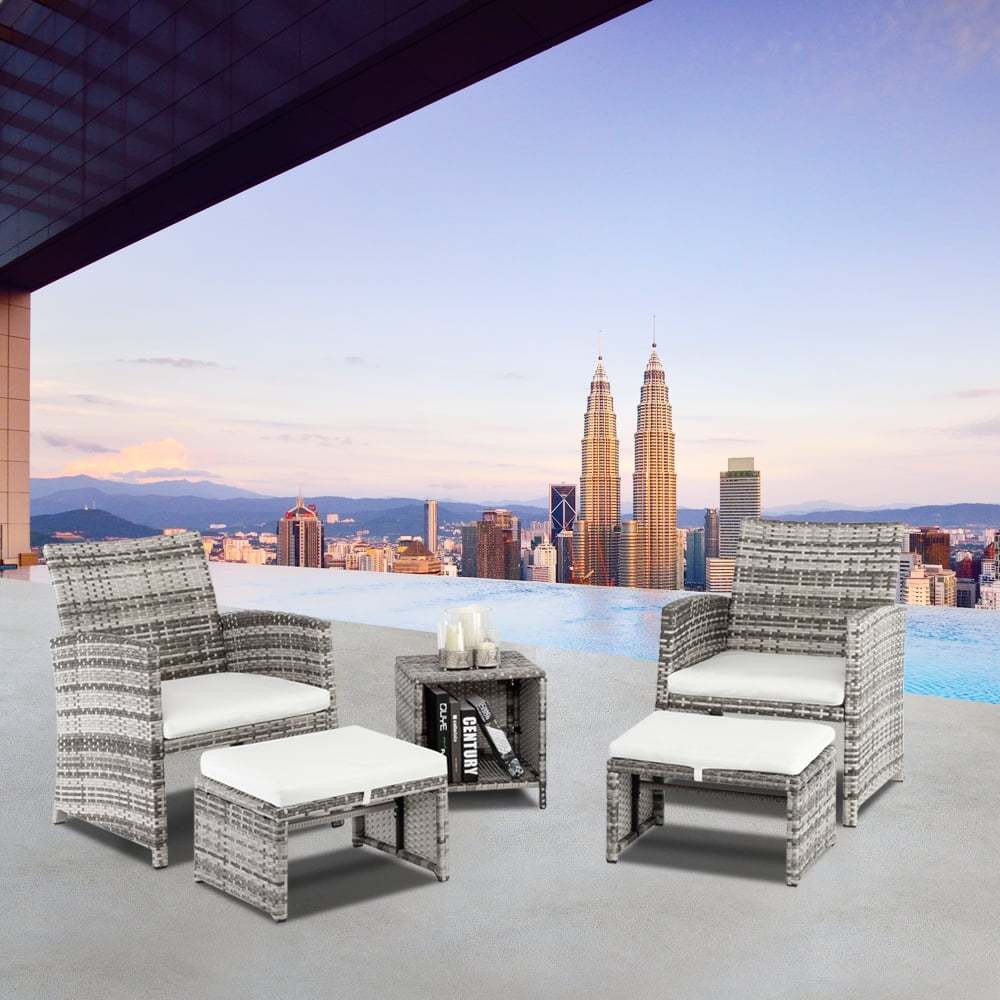 Patio Set Outdoor Furniture, 5 PCS Patio Bistro Set with Glass Coffee Table, Patio Sectional Sofa Conversation Set, Outside Furniture Set for Garden, Backyard, Porch, Balcony, Poolside, JA2936 - Image 6