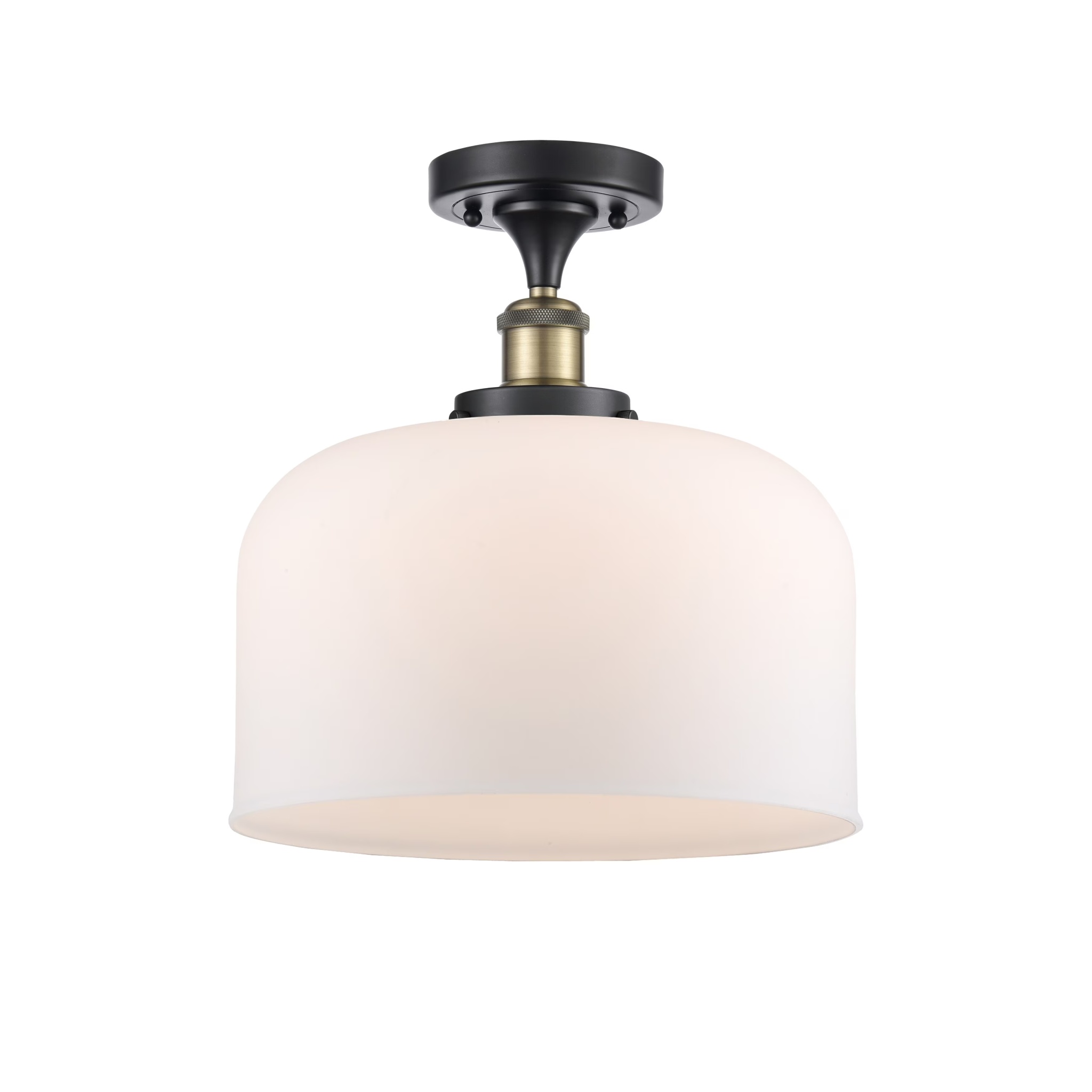 Innovations Lighting Ballston Urban Bell - 1 Light 12" Semi-Flush Mount Brushed Brass/Matte White - Image 26
