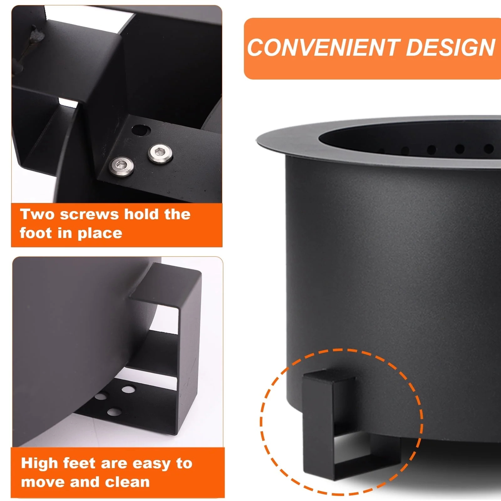 MAGIC UNION 21.5 Inch Smokeless Metal Fire Pit Large Wood Burning Bonfire Firepit with Handle Poker Waterproof Cover for Backyard Patio (Black) - Image 7