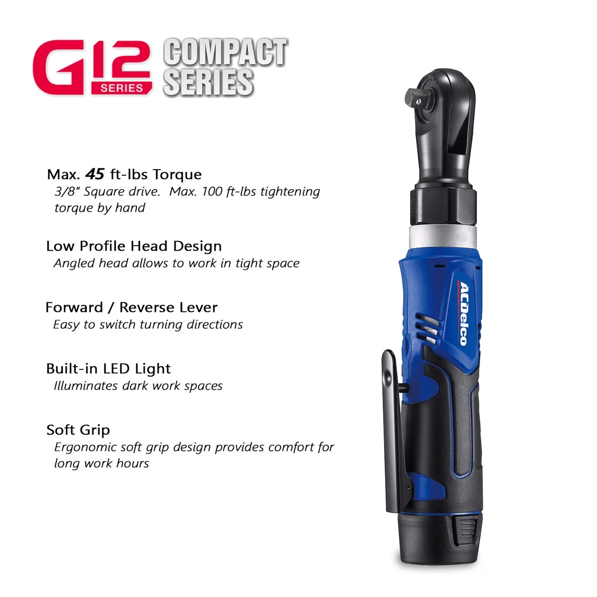 ACDelco ACDelco G12 Series 12V Li-ion Cordless 3/8"? Ratchet Wrench & Impact Wrench Combo Tool Kit - Image 3