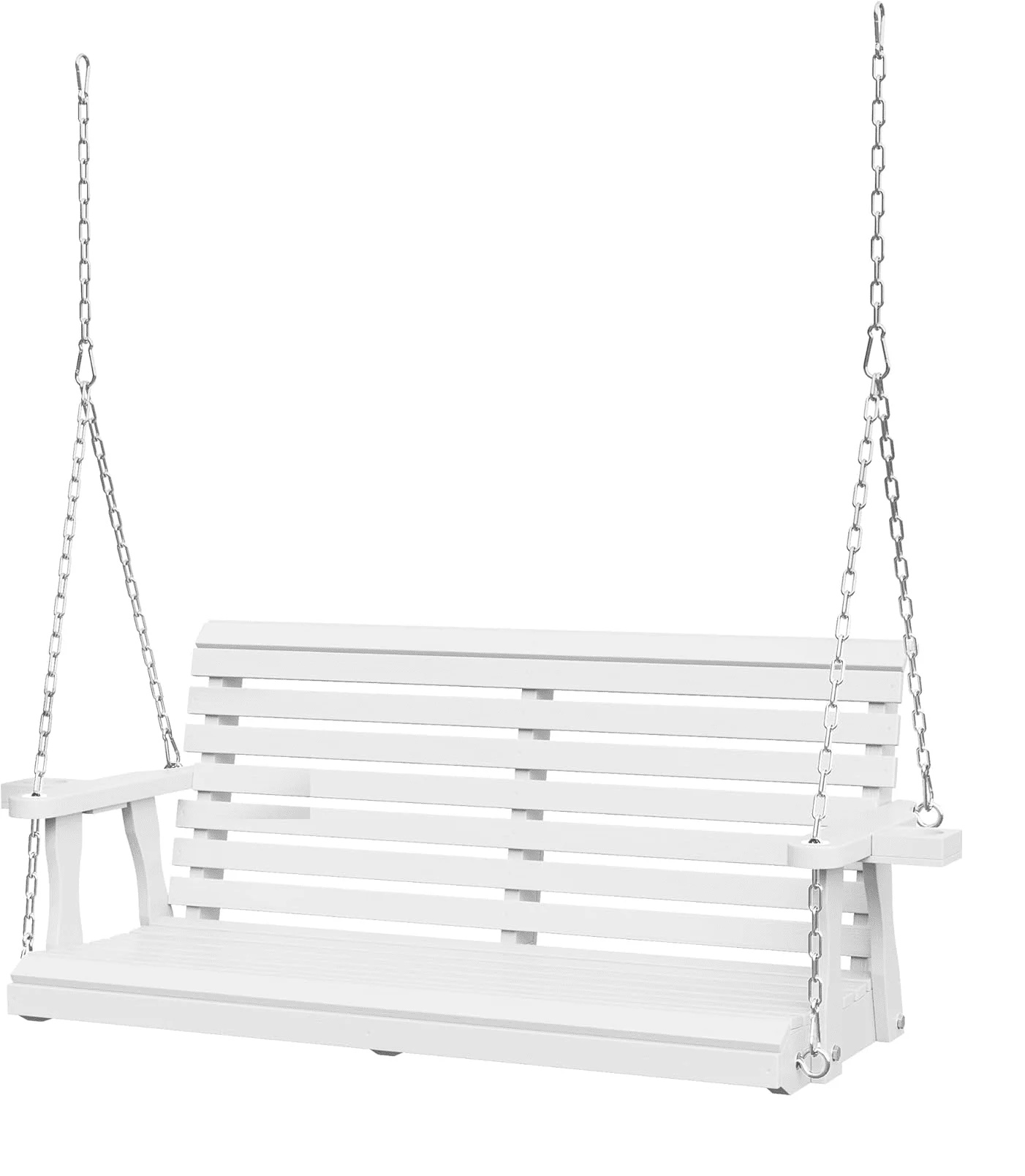 SOLAURA 2 Seat Outdoor Wooden Porch Swing with Cup Holders, Hanging Patio Swing with Hanging Chains, Swing Bench Chair for Backyard Garden Balcony, 440lbs Weight Capacity, Brown - Image 14
