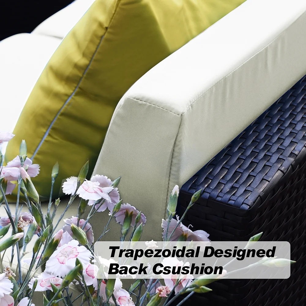 Mcombo Aluminum Outdoor Patio Furniture Sectional Set Black Wicker Sofa All-weather Resin Rattan Conversation Chair with Cushions 6080-1007 Cw - Image 7