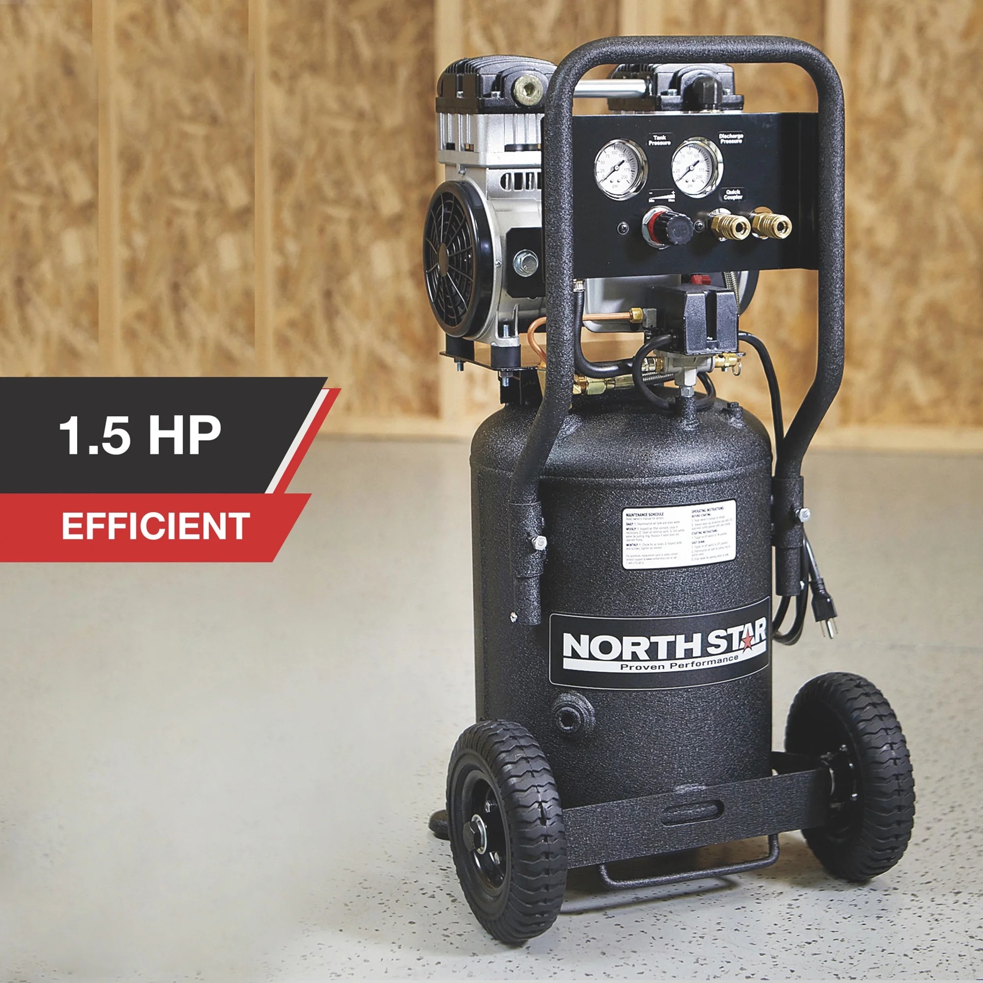 NorthStar Portable Quiet Electric Air Compressor, 1.5 HP, 8-Gallon, 4 CFM @ 90 PSI - Image 2