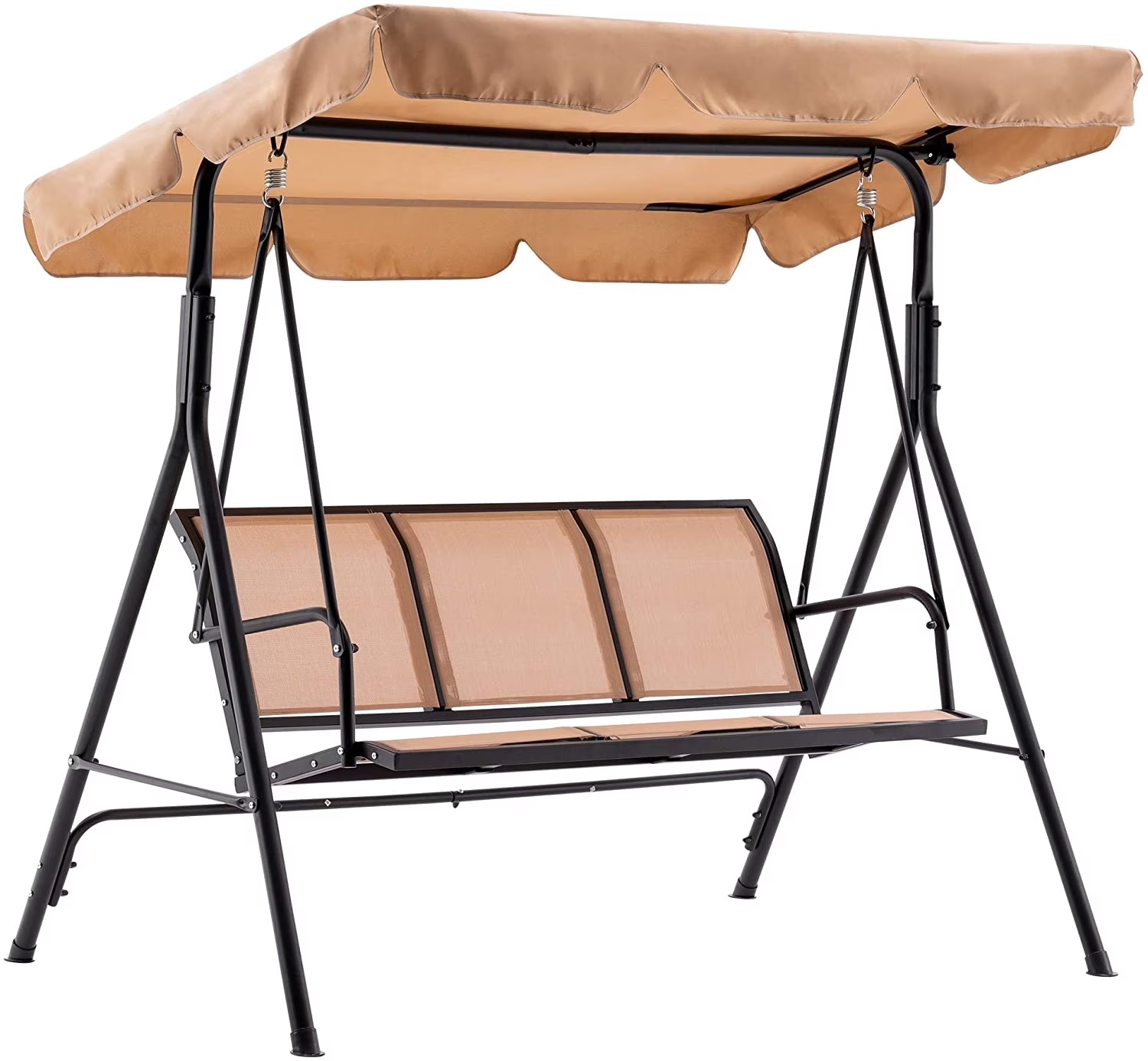 Mcombo Outdoor 3 Person Patio Canopy Swing Chair, Porch Swing, Burgundy - Image 3