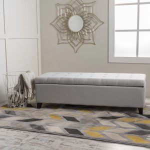 Noble House Wester field Light Grey Fabric Storage Ottoman
