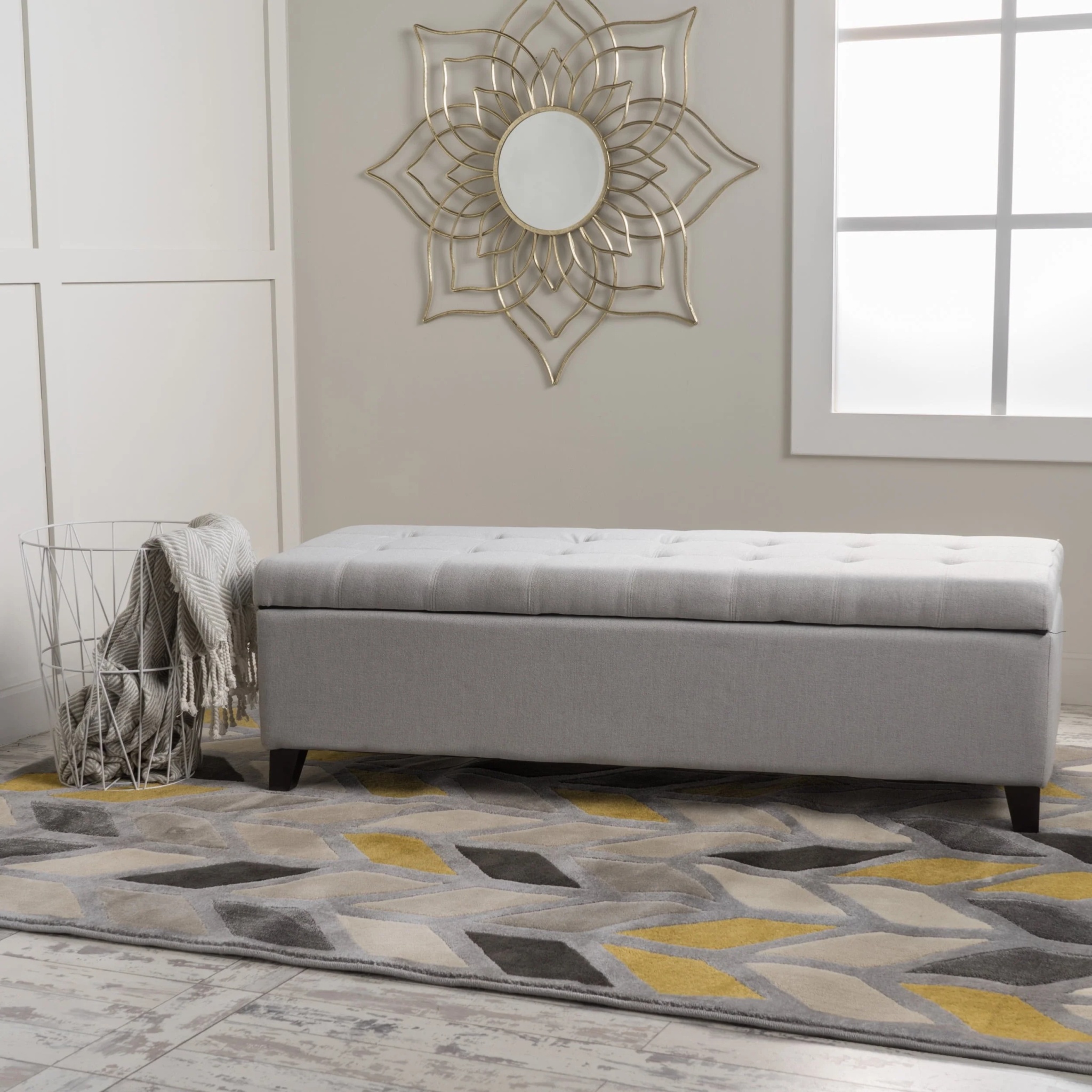 Noble House Wester field Light Grey Fabric Storage Ottoman