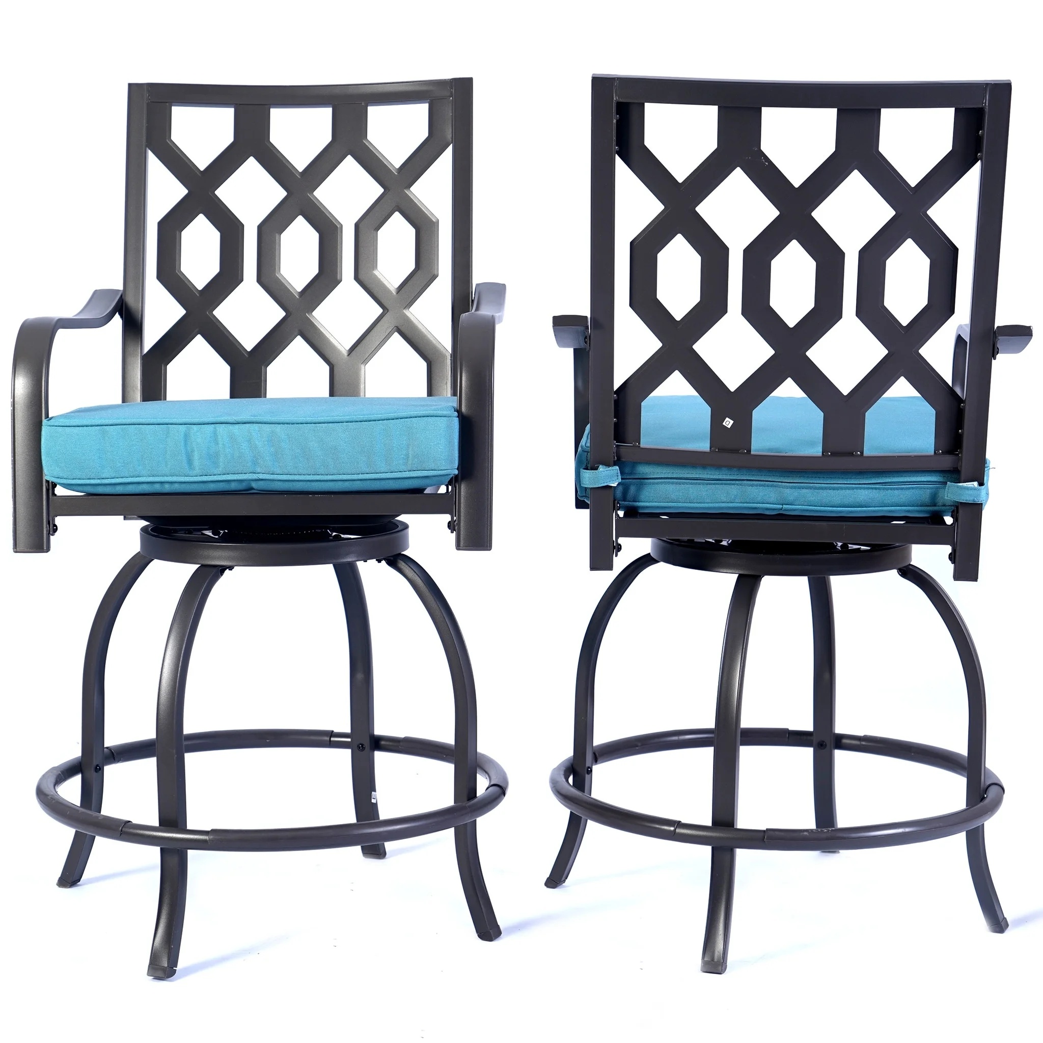 Kozyard Isabella High Swivel Bar Stools/Chair Set for Home Patio, Back Yard, Cafes, Bistro, Restaurants and Chic Bars (Aqua) - Image 6