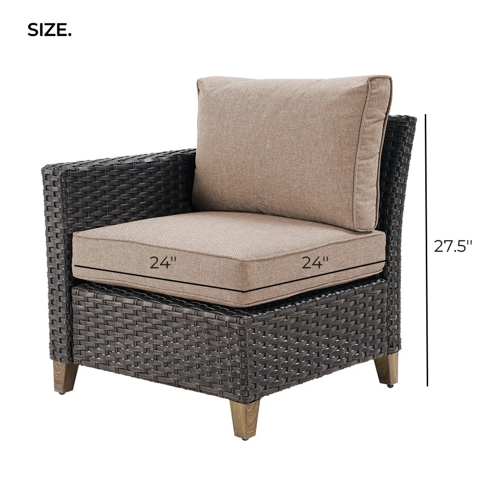 Grand Patio Outdoor Furniture, Patio Wicker Sectional Sofa Modular Furniture Set, Left Arm Sofa, Beige - Image 16
