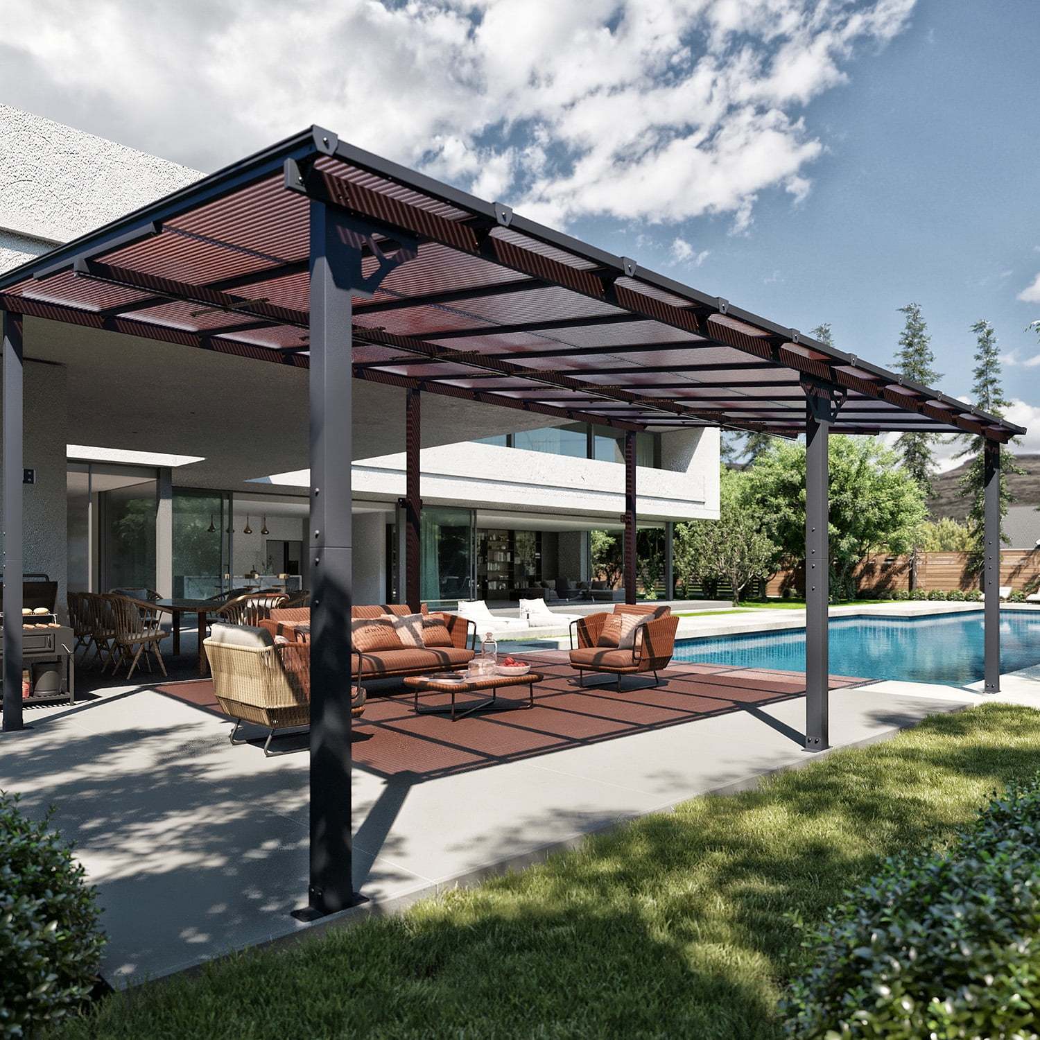 Sumnthink 10'x12' Gazebo for Patio, Gazebo Pergola with Sloped Roof, Large Wall-Mounted Heavy Duty Awnings, for Patio, Deck and Backyard - Image 14