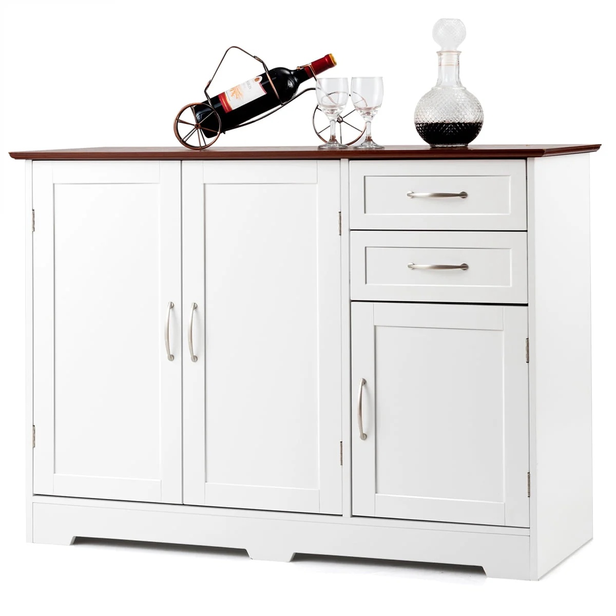 Gymax Buffet Storage Cabinet Console Table Kitchen Sideboardd Home Furni W/2 Drawers - Image 10