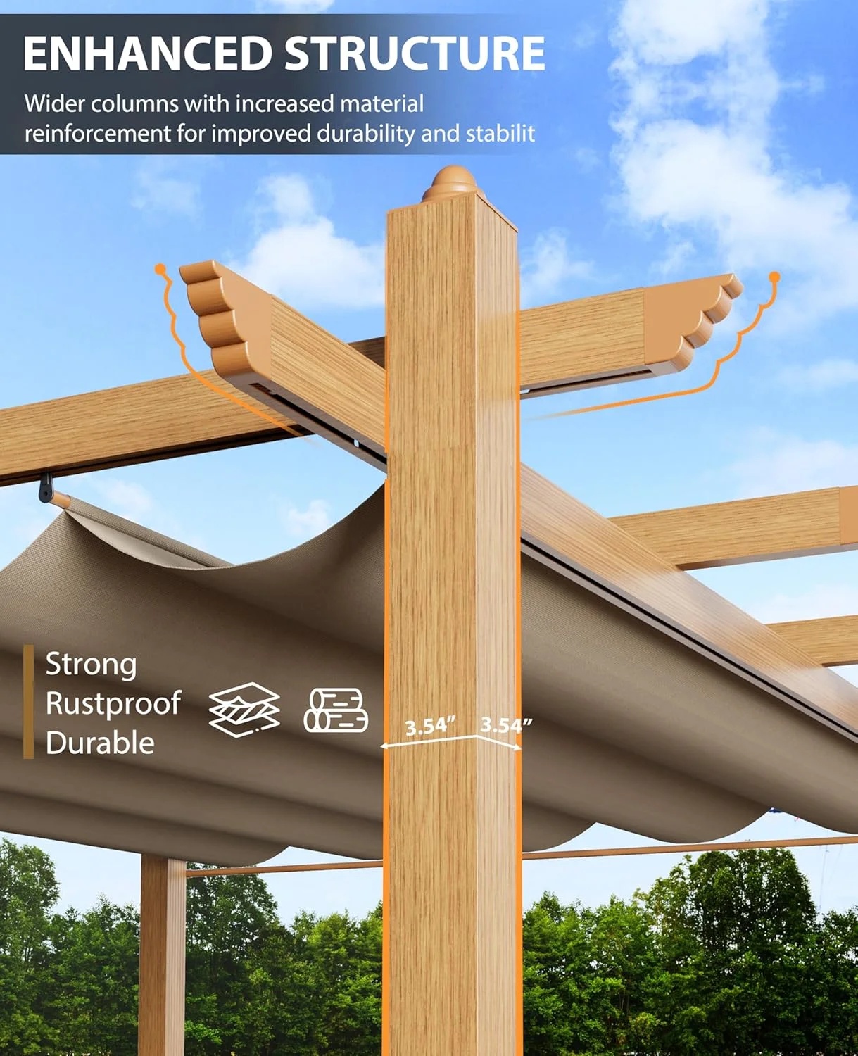 Outdoor Pergola with Adjustable Roof,Modern Metal Patio Aluminum Pergola,Reinforced Frame Outdoor Shelter with Sun Shade Canopy,Shade Cover for Garden,Backyard and Deck - Image 19