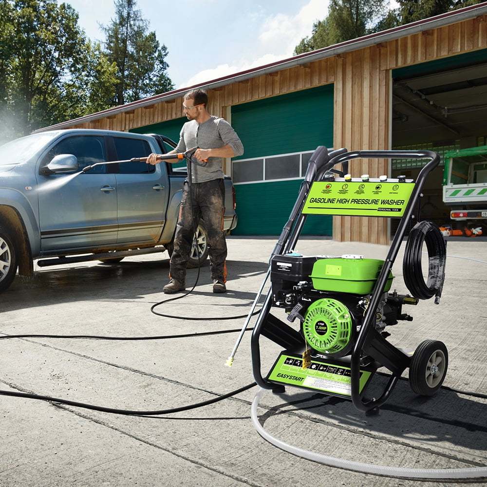 Yardmaster Gas Pressure Washer, 2600PSI 1.7GPM Power Washer for Patio& Garden, 4800W Pressure Washer with 25' High-Pressure Hose, 5 Nozzle, Soap Tank & Spray Gun, Black&Green - Image 6
